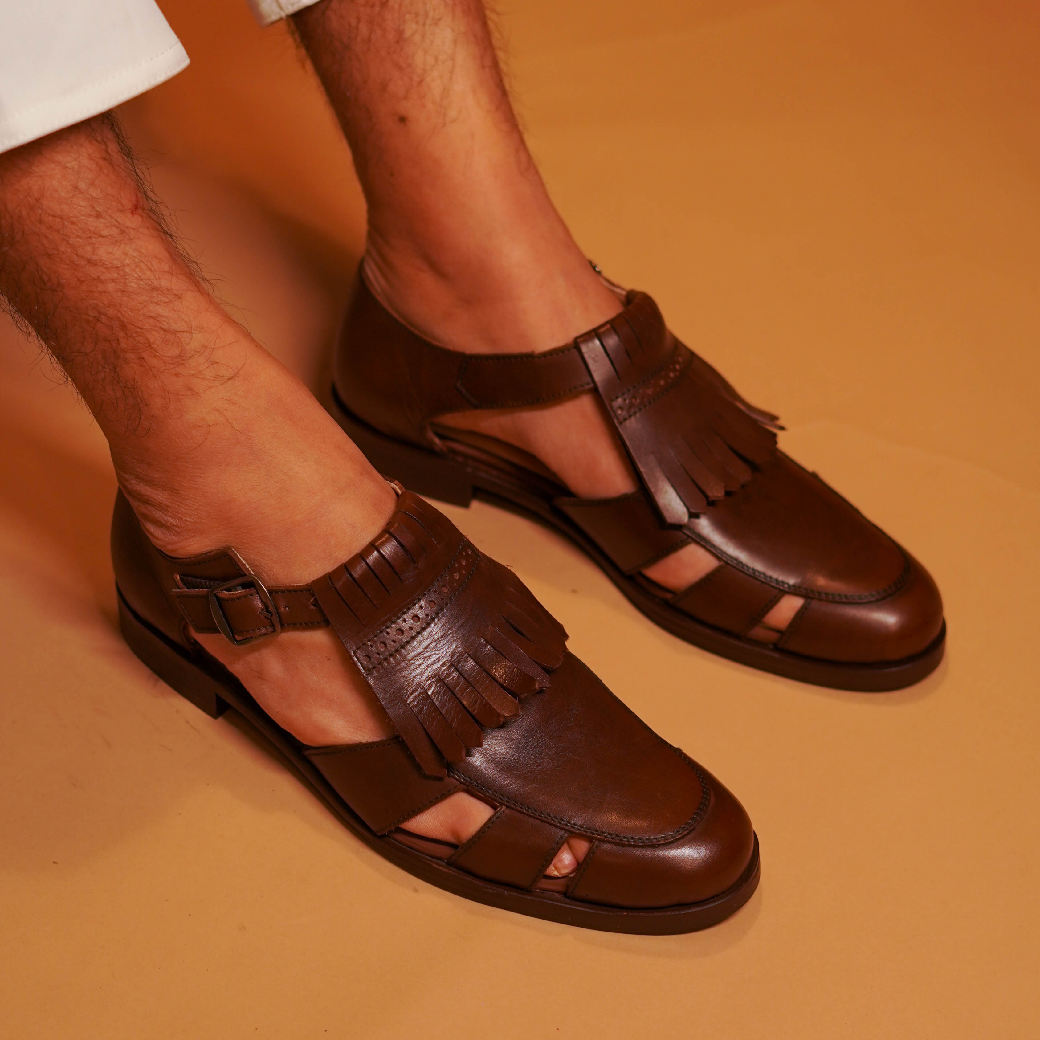 Pesha Fronzo | Tan Peshawari Insprired leather Shoes