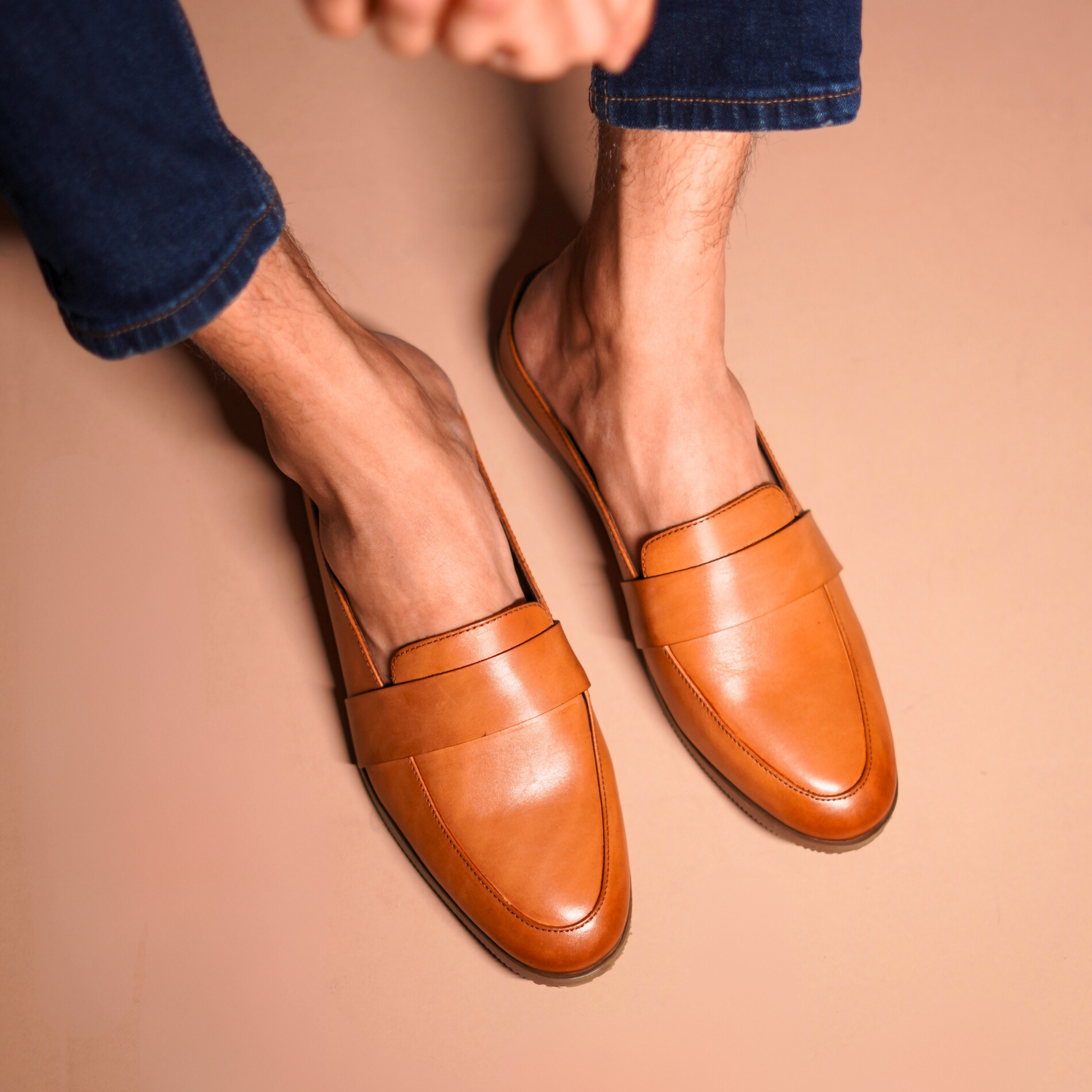 Hoffler Marrone Tan Leather Mules for Men dmodot