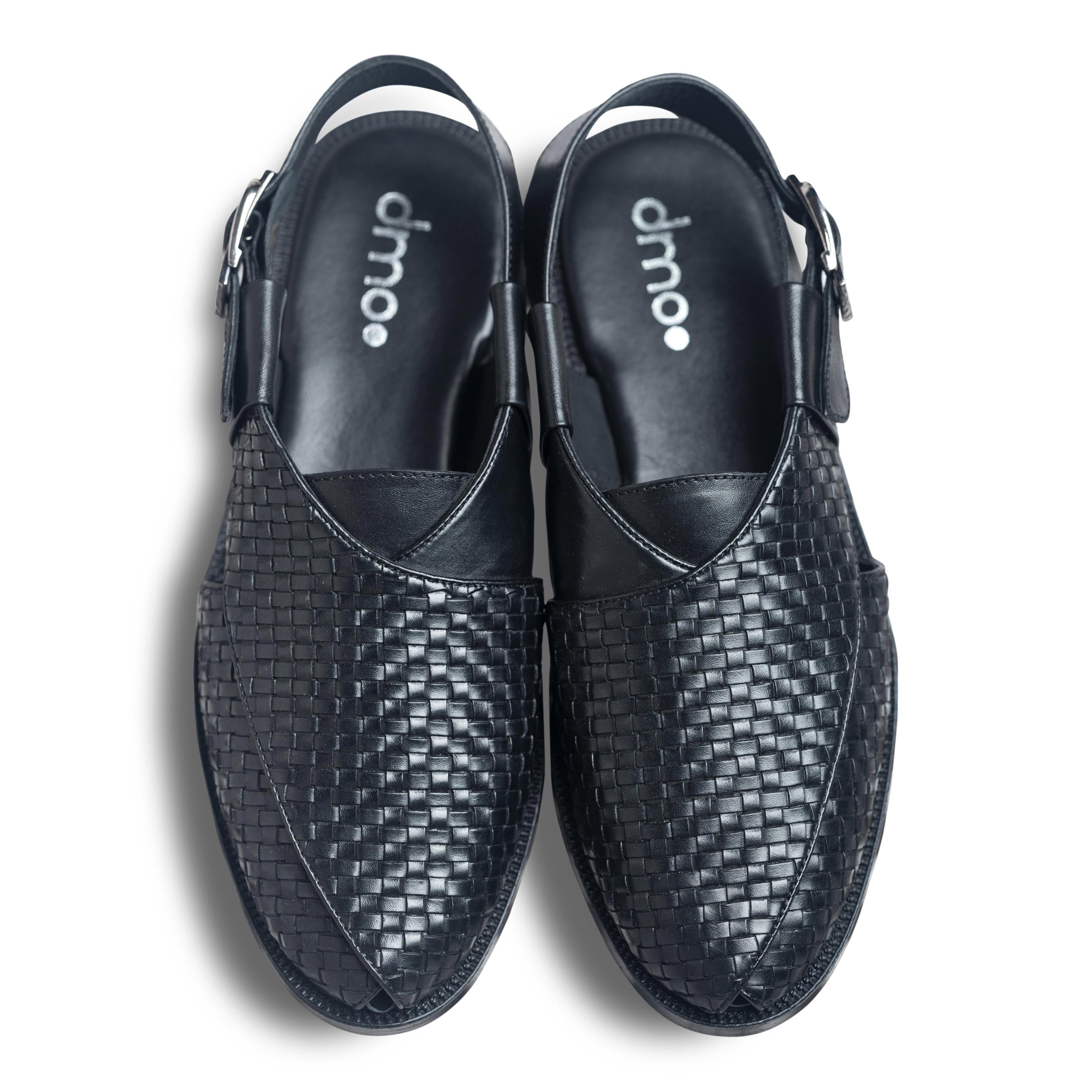 Pesha caro | Black Weave leather Peshawaris