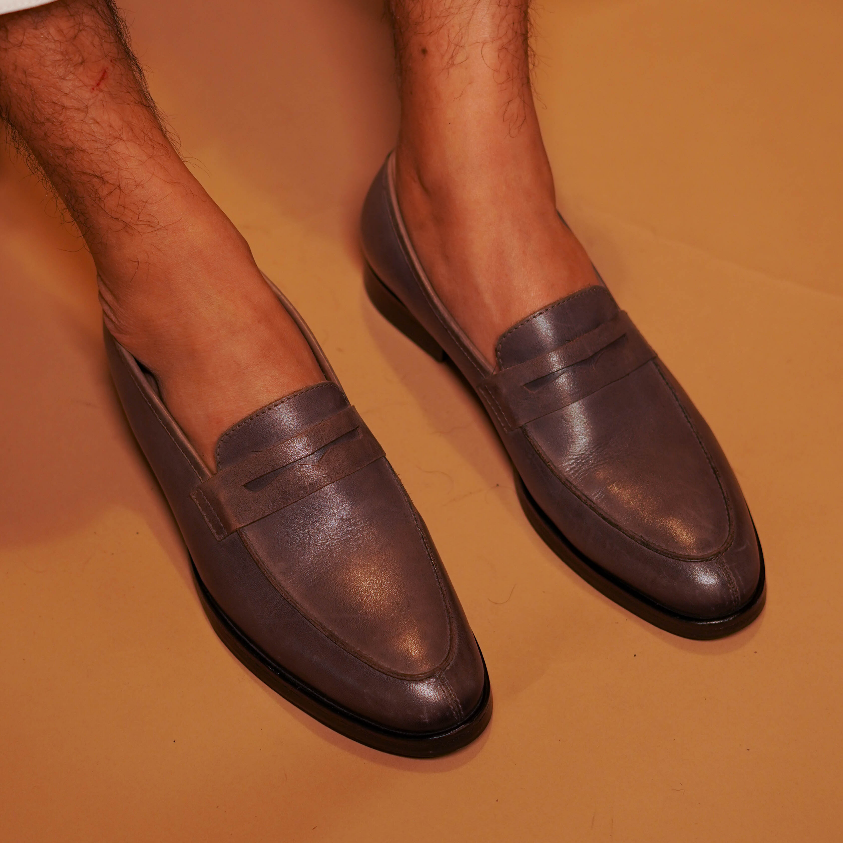 Penno Grego | Classic Grey leather penny loafers