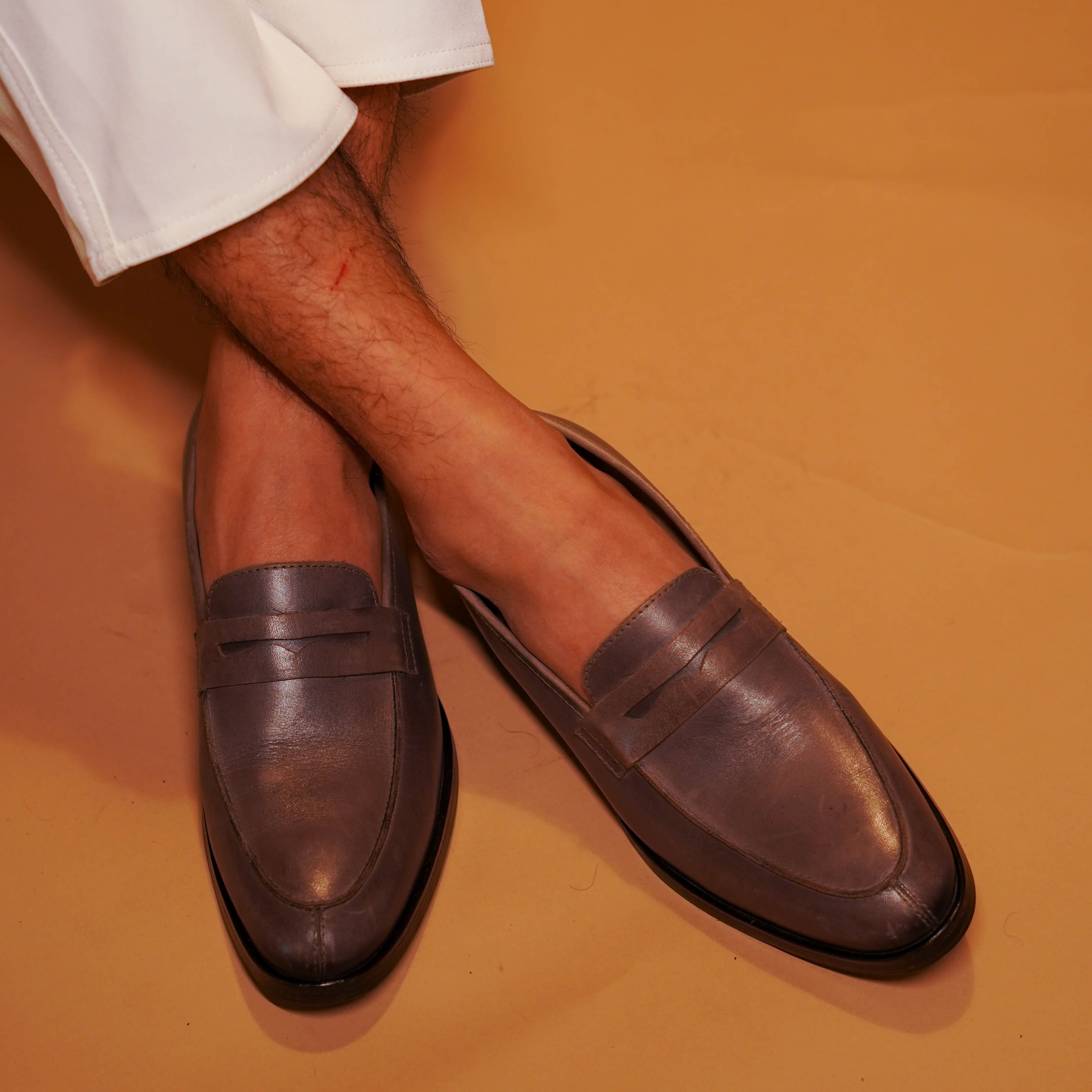 Penno Grego | Classic Grey leather penny loafers