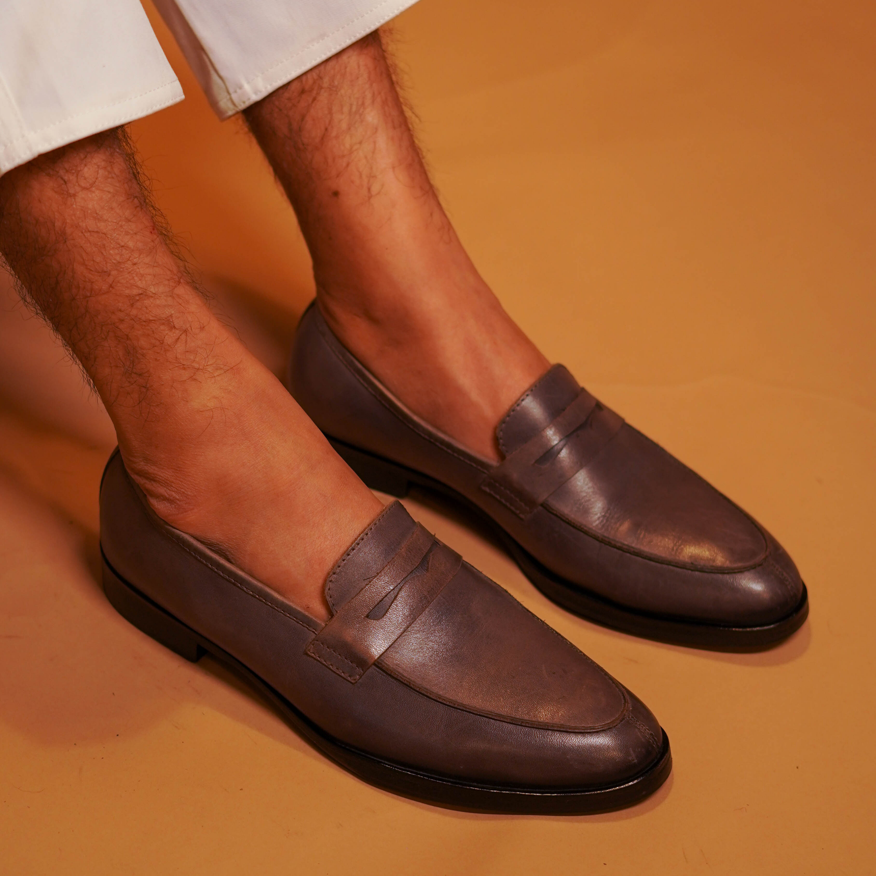 Penno Grego | Classic Grey leather penny loafers