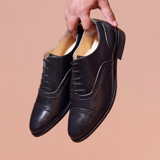 Classic black cap-toe Oxford