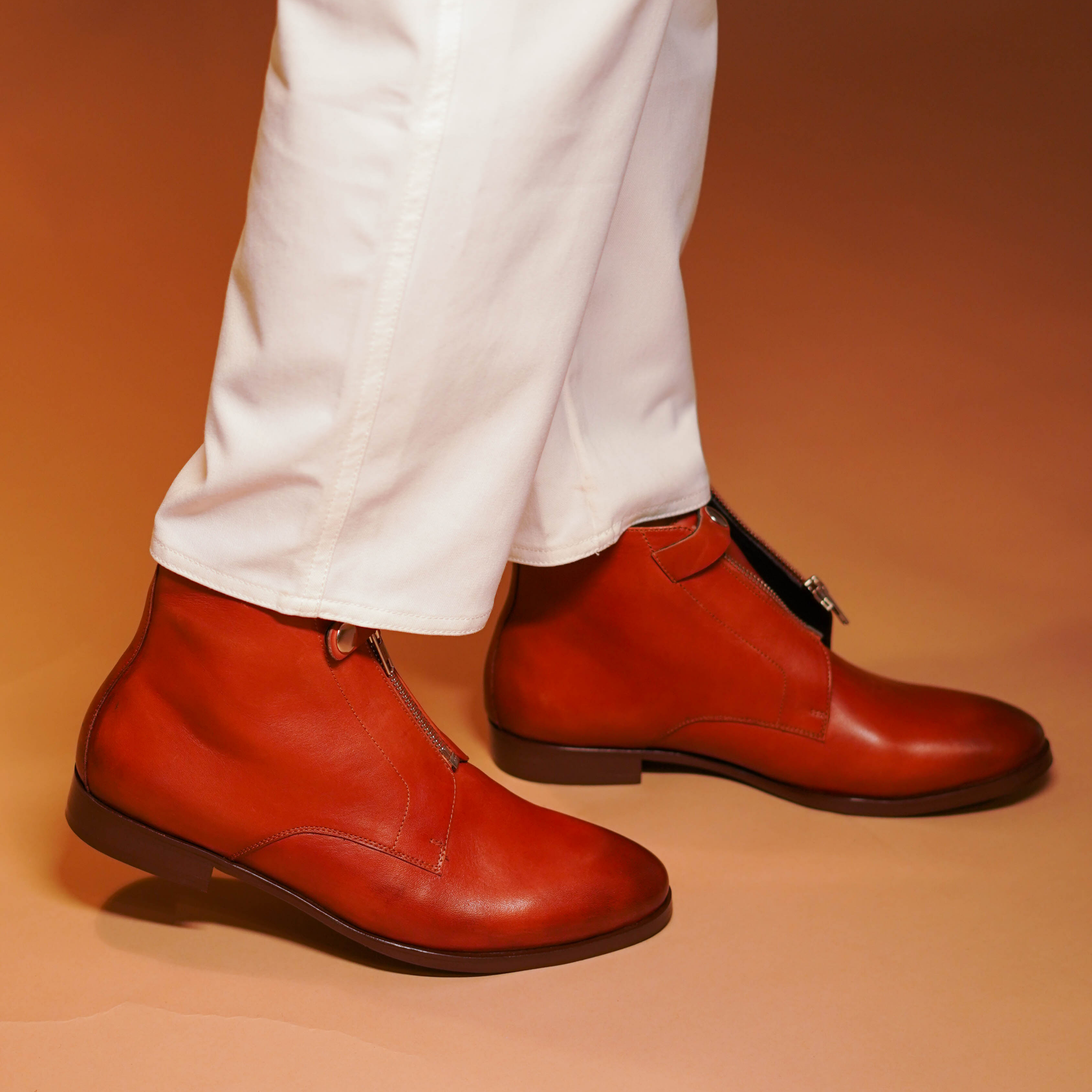 Sprazzo Zippo Bruno | Tan full-grain leather zip Chelsea boots