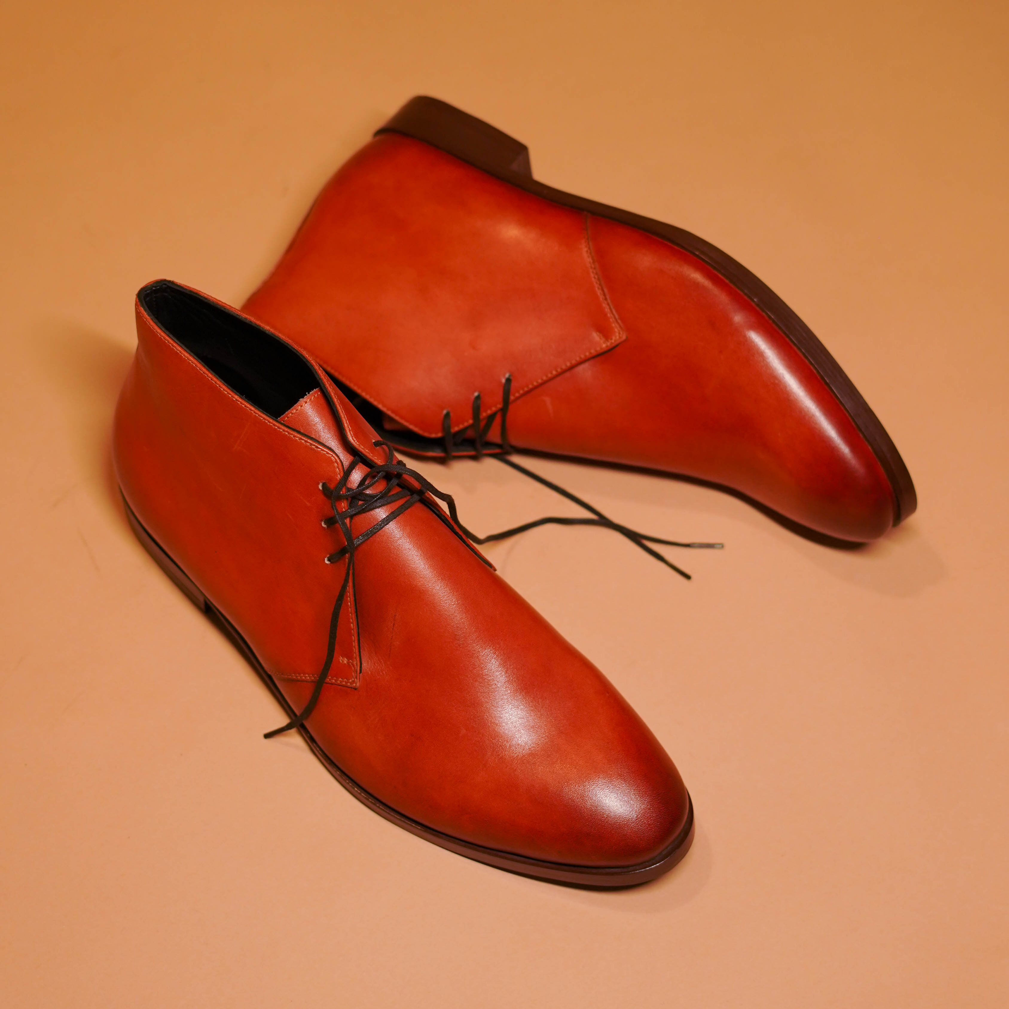 Sprazzo Bruno | Tan full-grain leather boots with antiskid leather sole