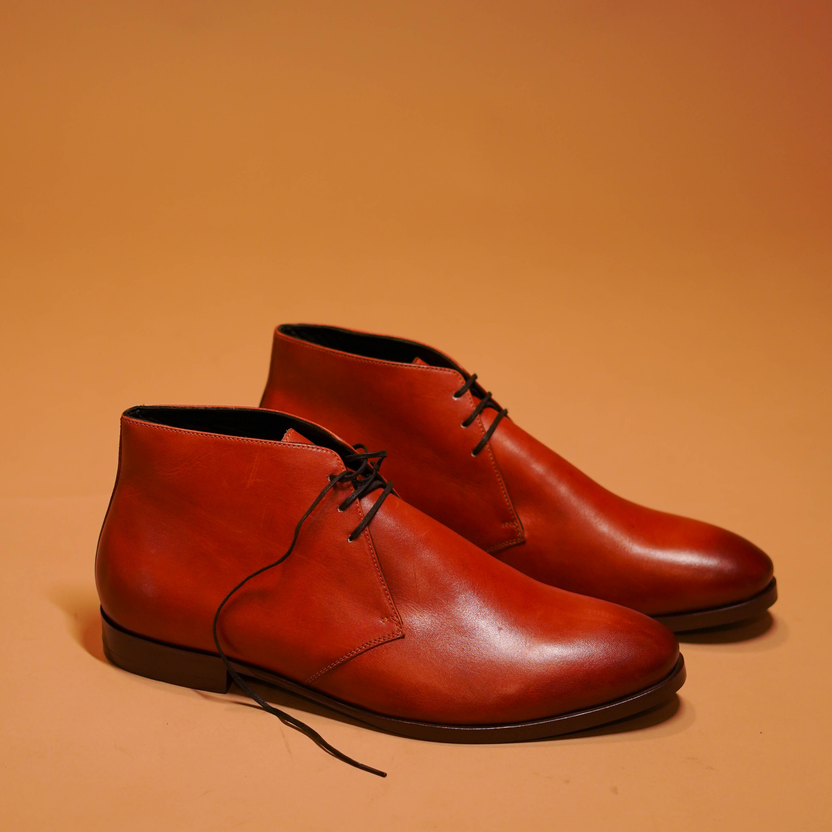 Sprazzo Bruno | Tan full-grain leather boots with antiskid leather sole