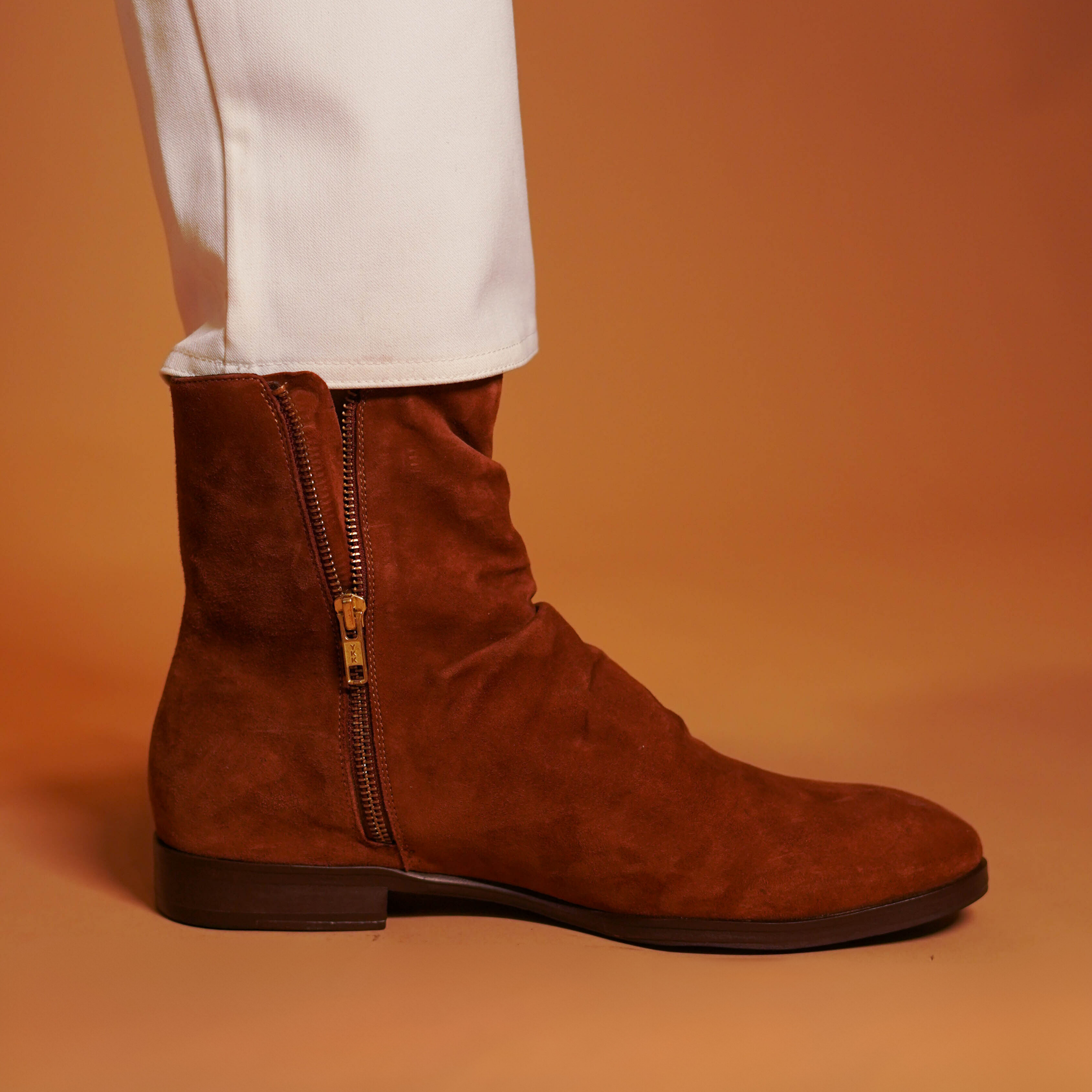 Sprazzo Rusto | Rust suede wrinkled Chelsea boots