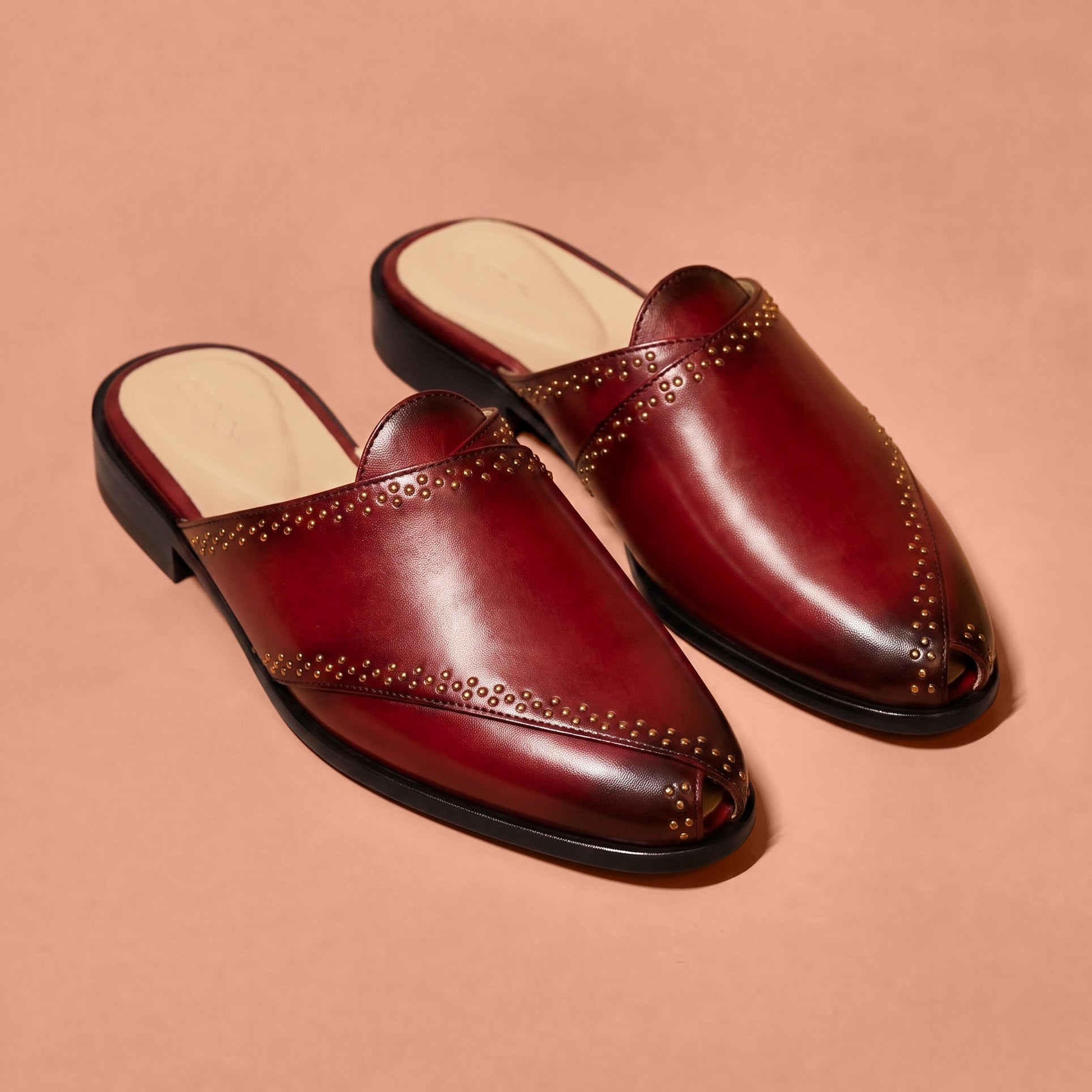 Men's Peshawari-style leather mule styled for festive wear