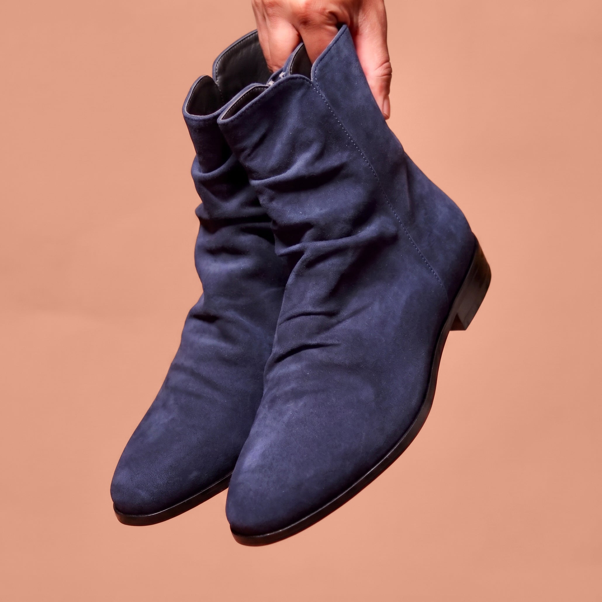 Sprazzo Blu – Navy Blue Suede Ankle Boots for Men