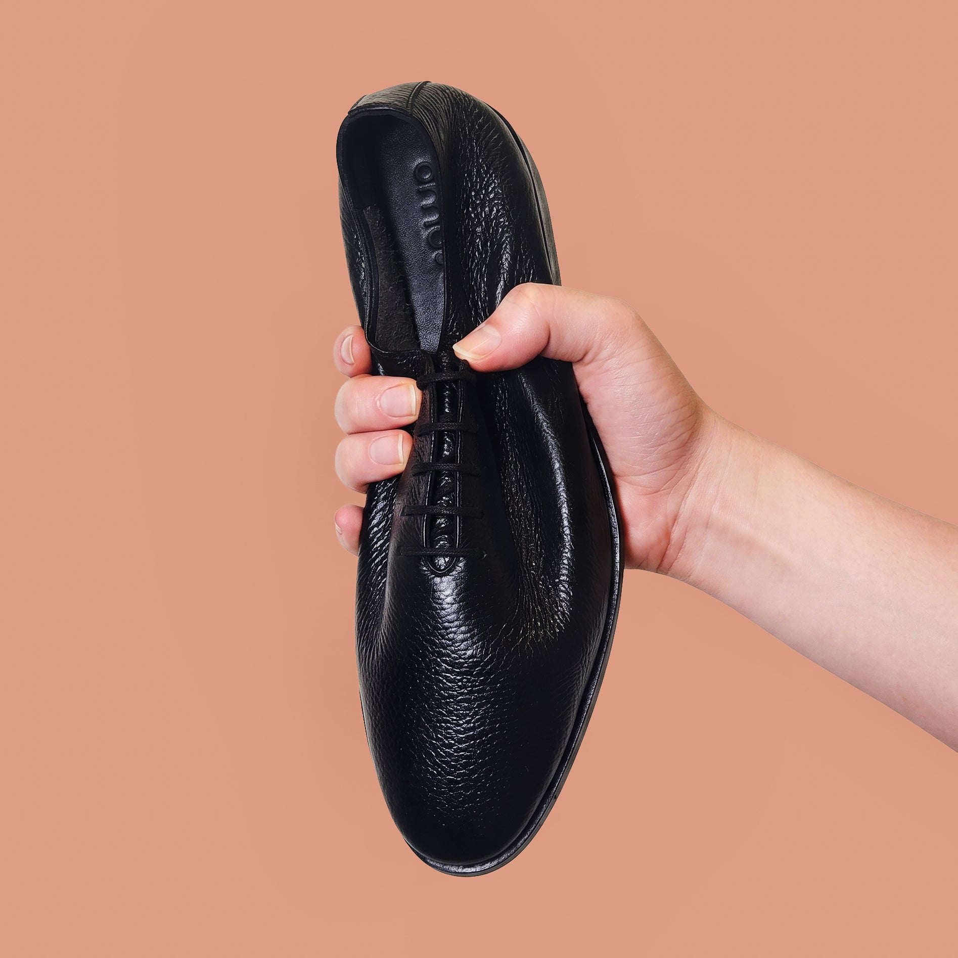 Nero Stride – Black Textured Leather Unlined Shoes for Men