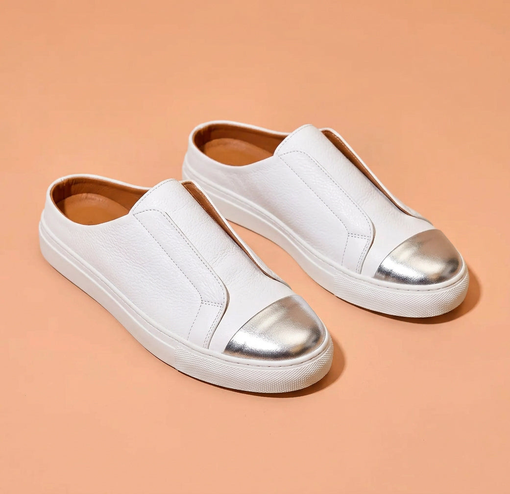 White leather sneaker mule for men