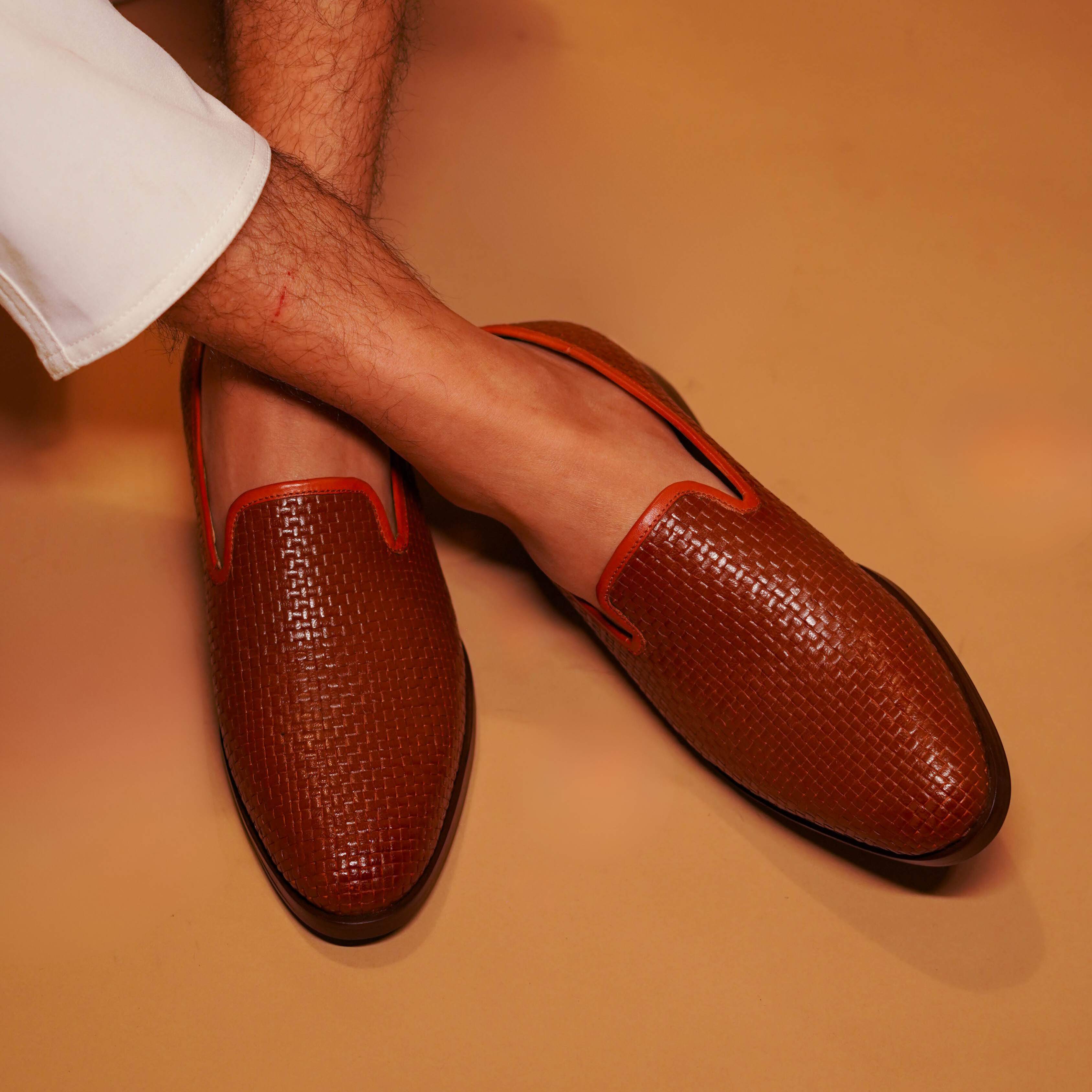 Tannino Tesso | Brown full-grain weave leather loafer