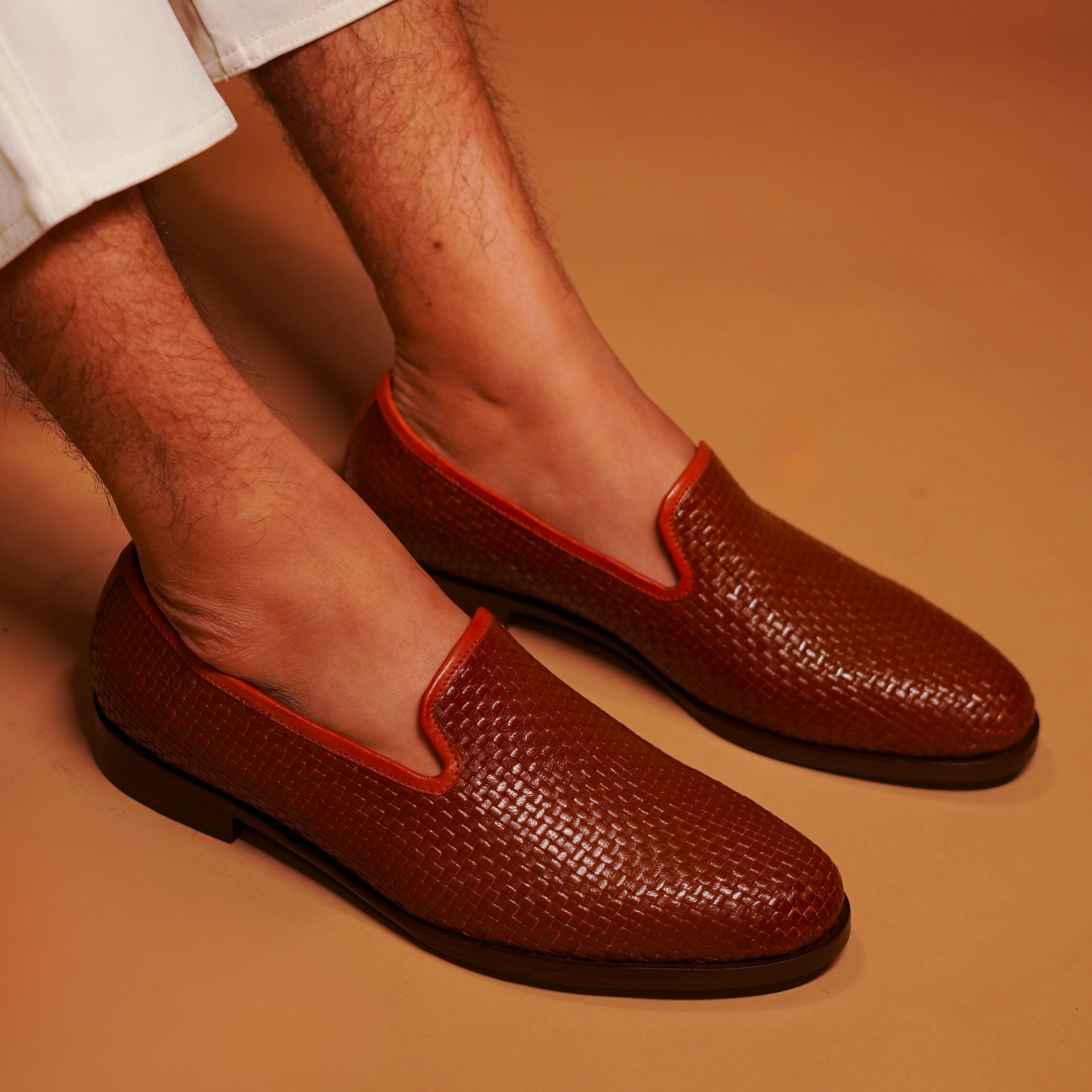 Tannino Tesso | Brown full-grain weave leather loafer