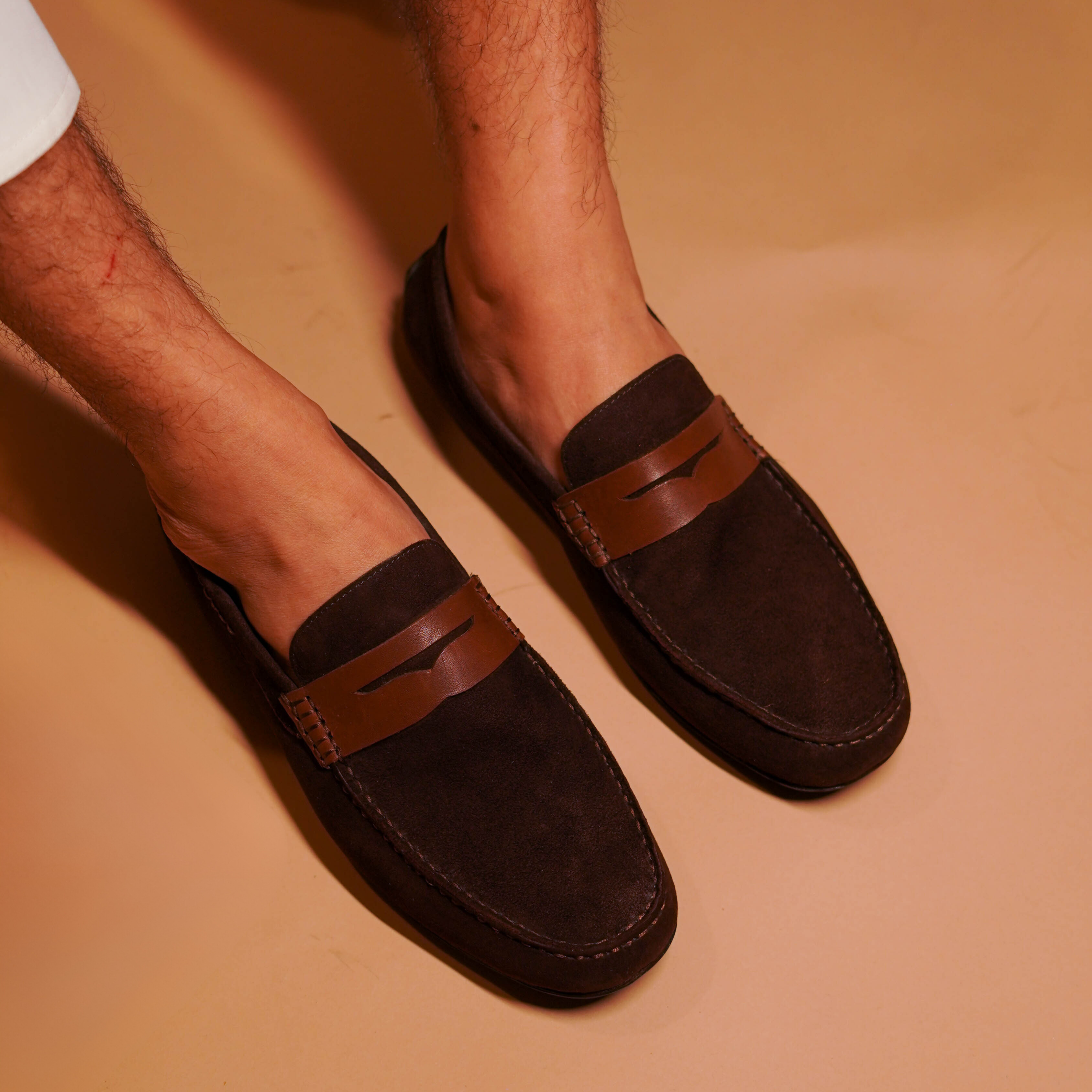 Leggero Bruno | Brown handmade suede moccasins