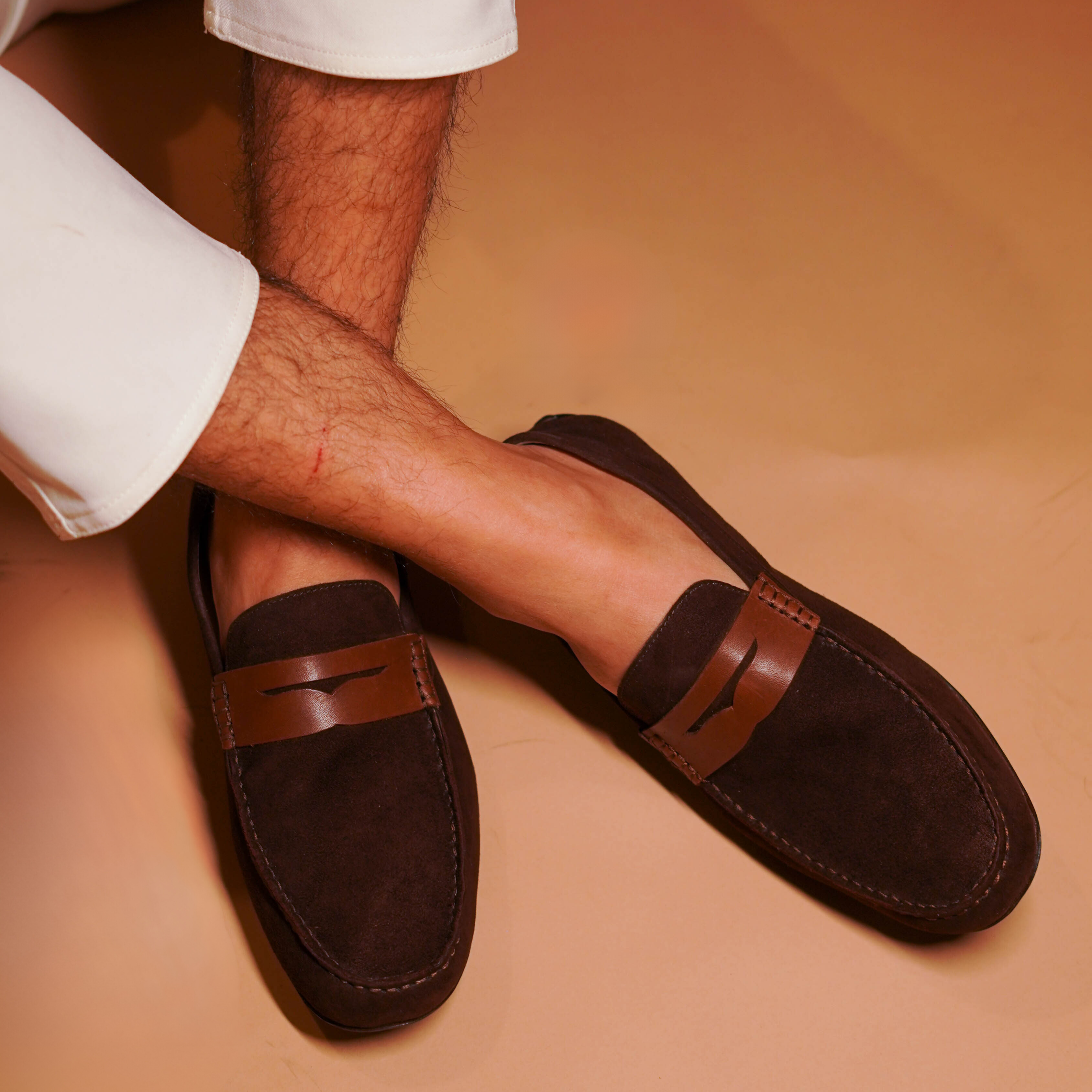 Leggero Bruno | Brown handmade suede moccasins