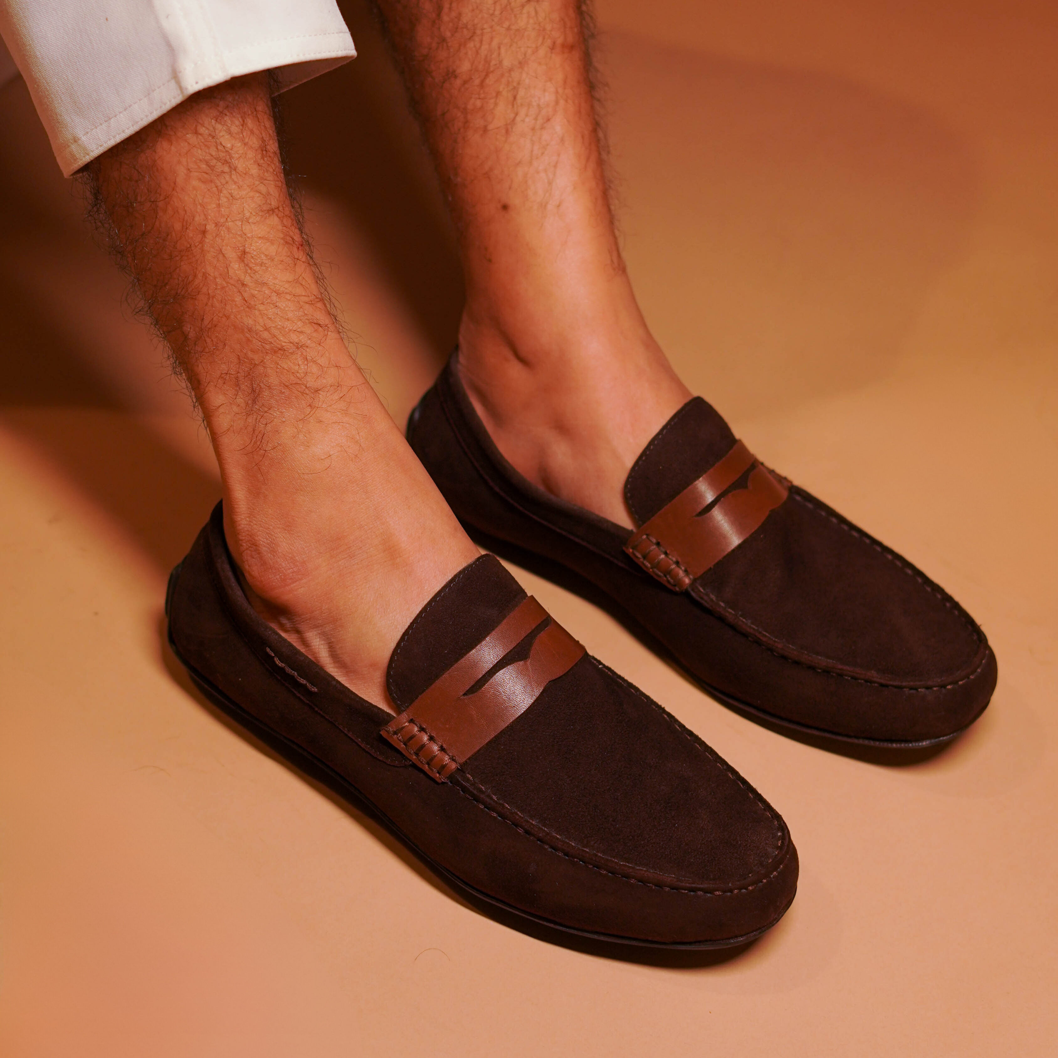 Leggero Bruno | Brown handmade suede moccasins