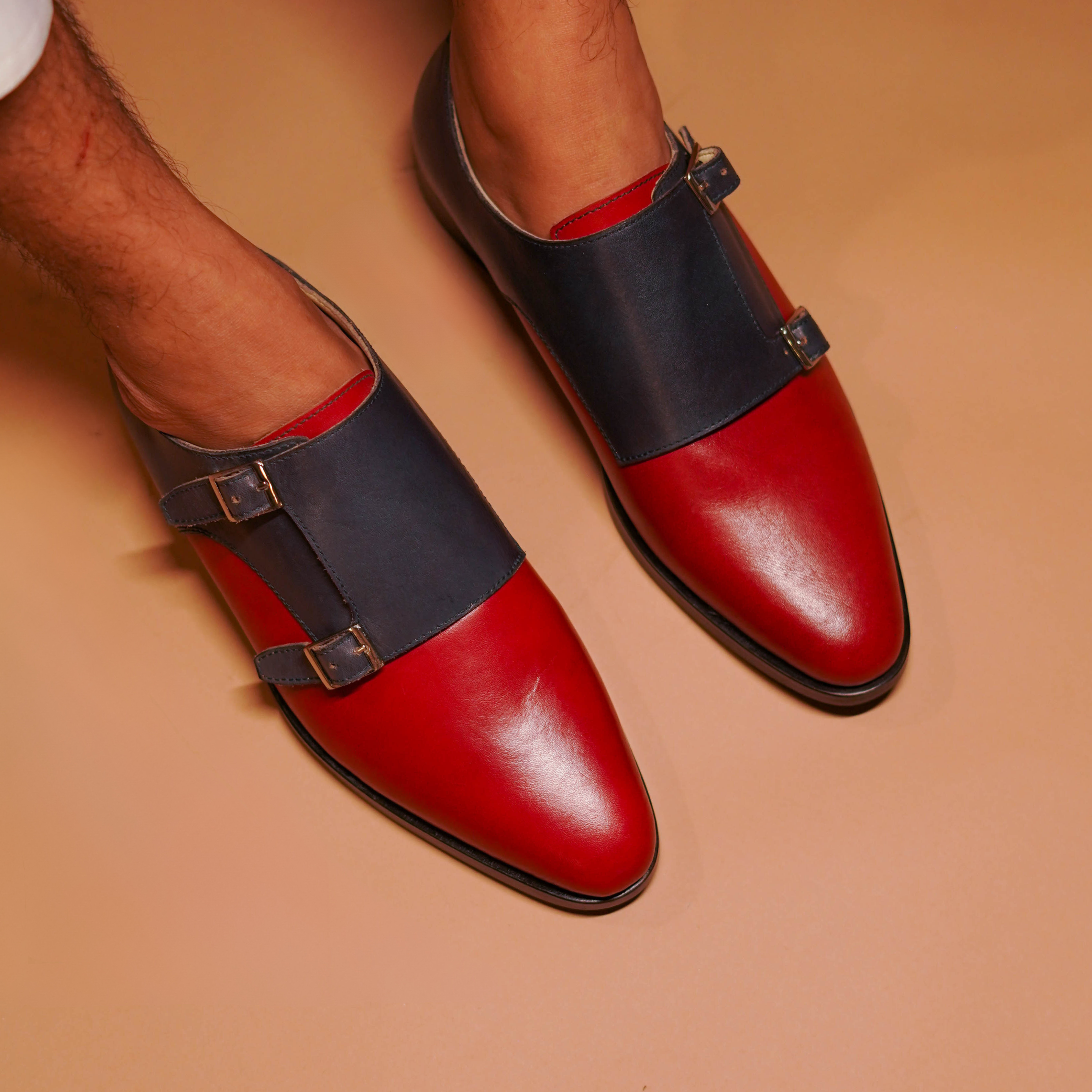 Domo Bordo | Classic brown and blue double-monk-strap