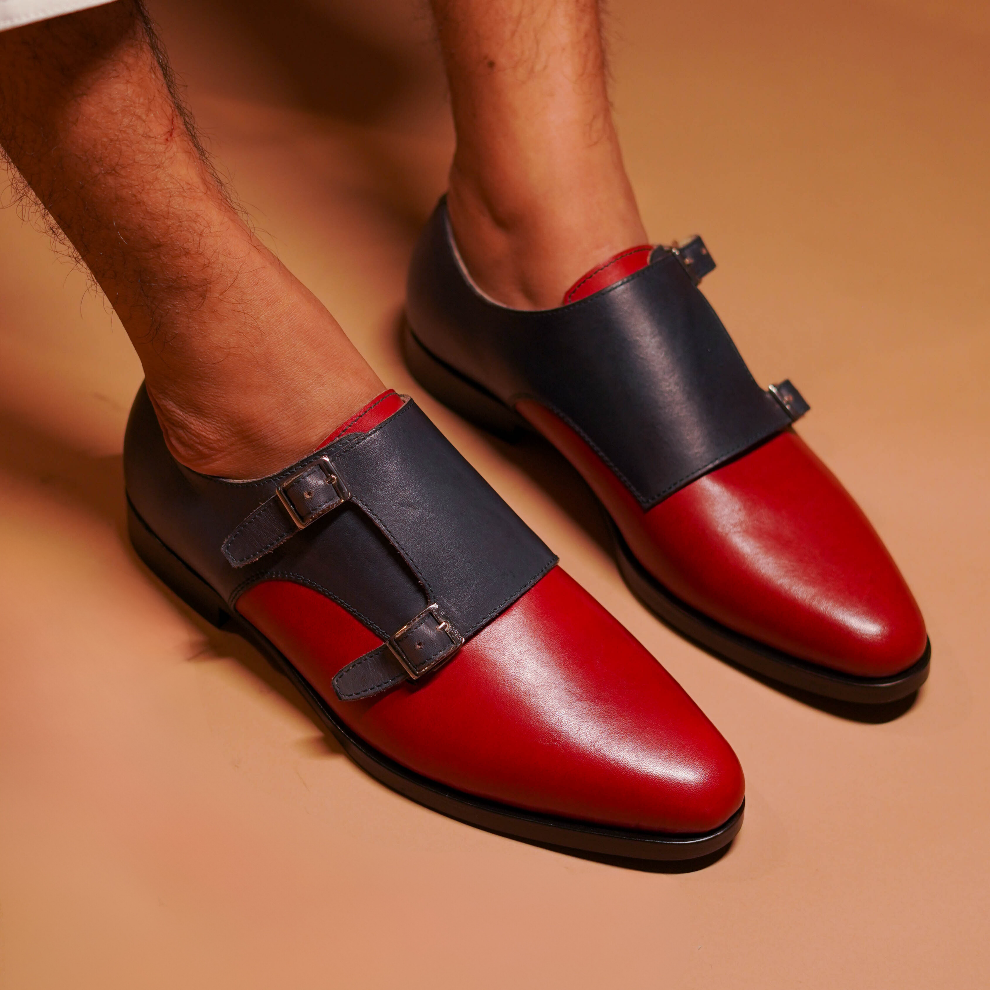 Domo Bordo | Classic brown and blue double-monk-strap