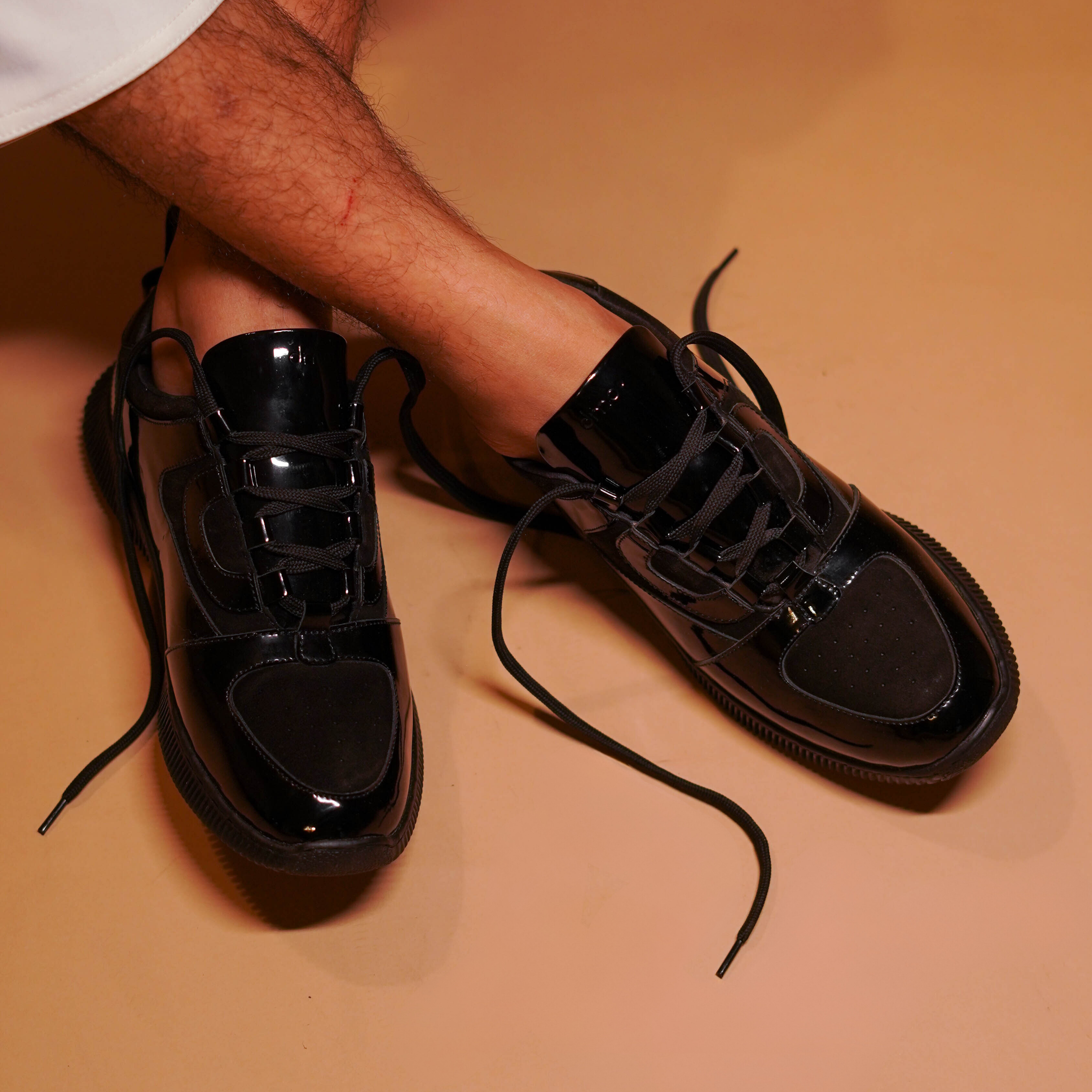 Sportivo | Black patent  leather and suede sneakers