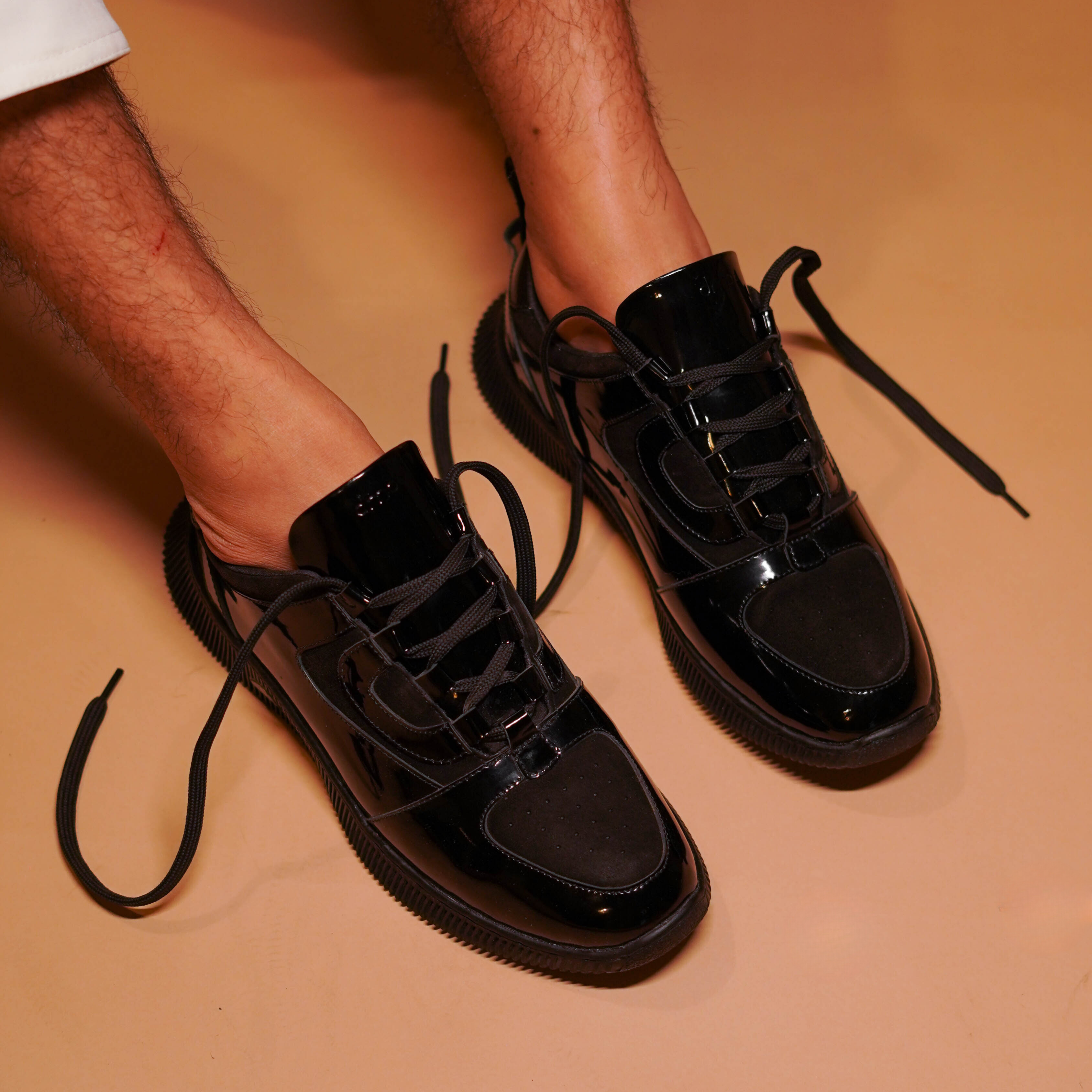 Sportivo | Black patent  leather and suede sneakers
