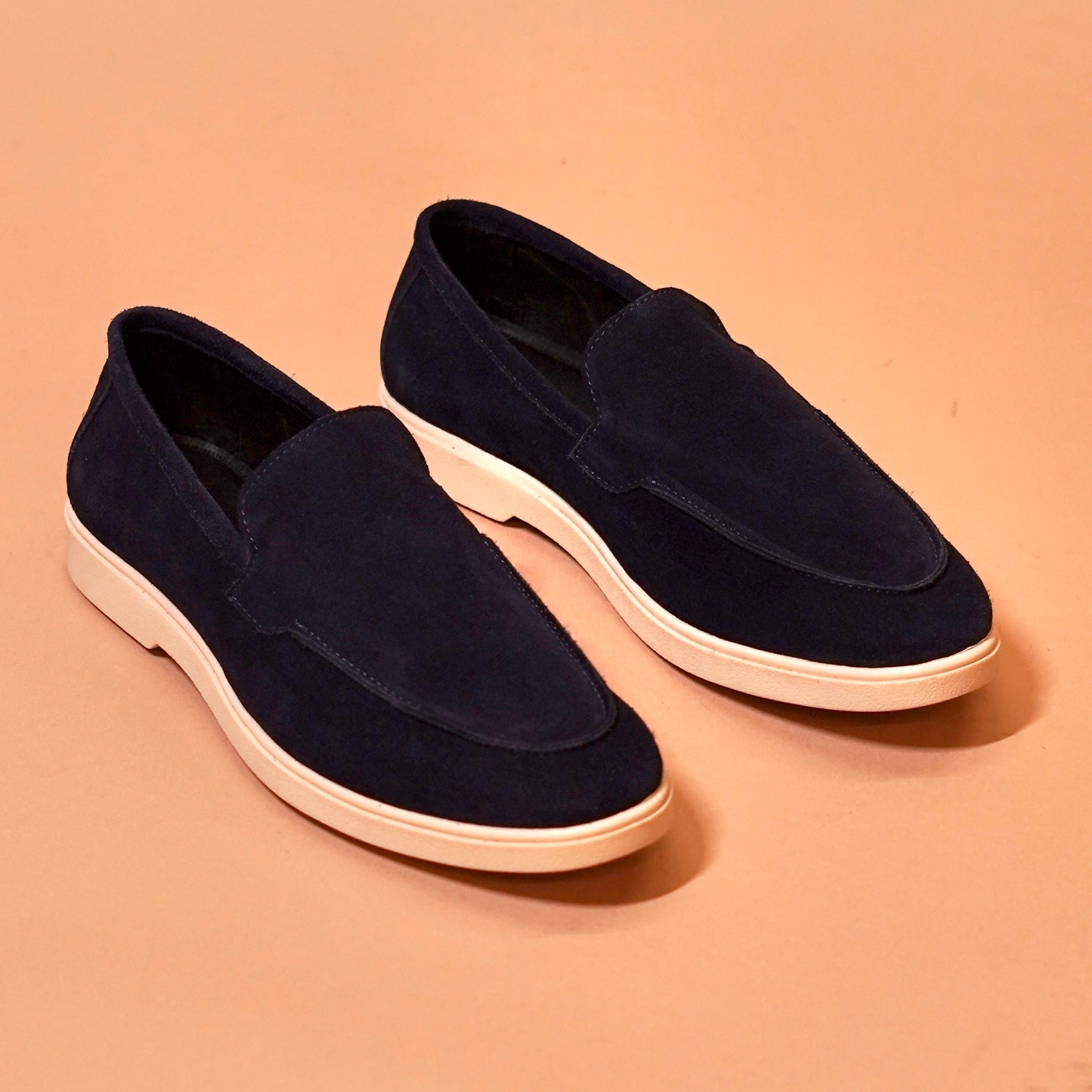 Blu Scuro – Navy Blue Suede Loafers for Men