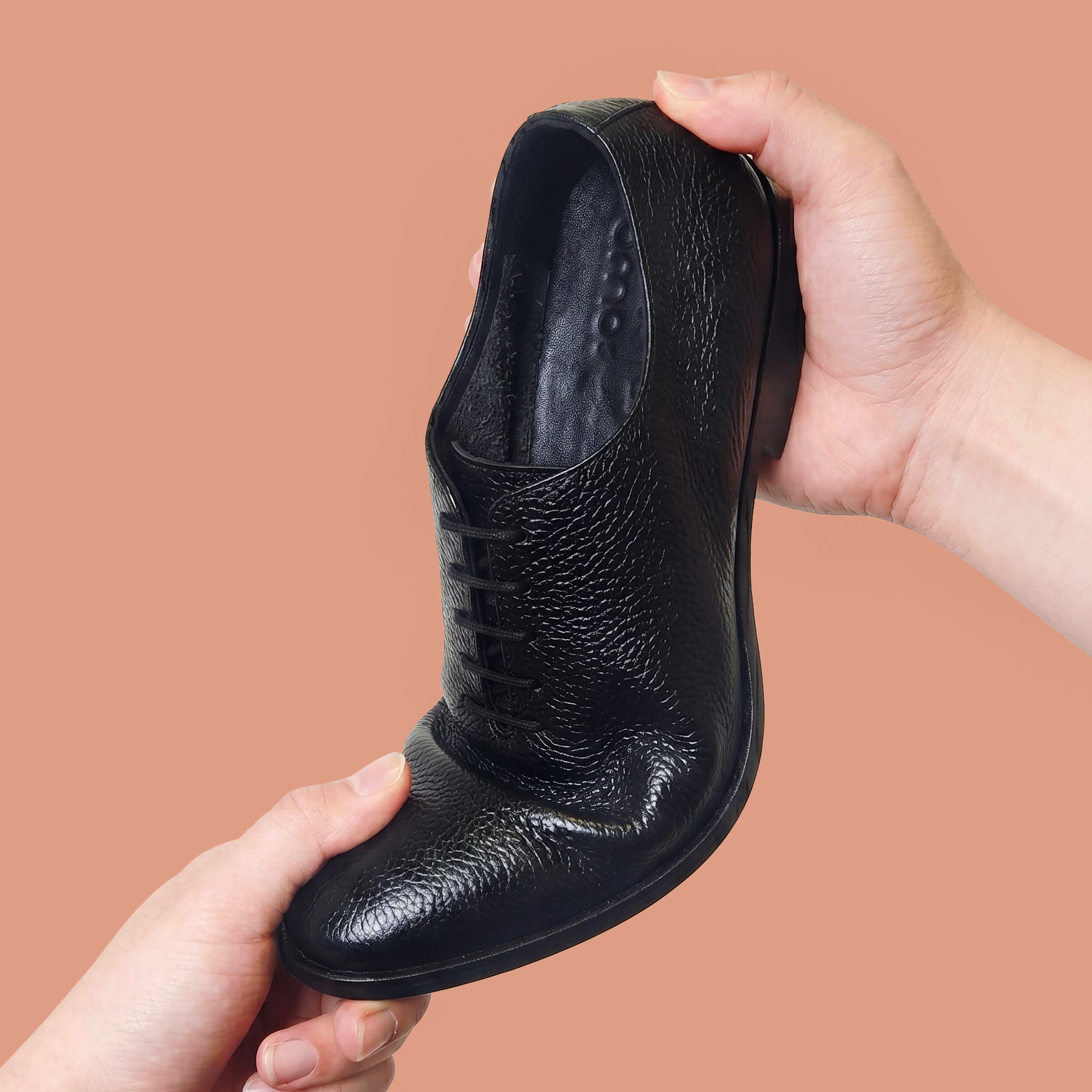 Nero Stride – Black Textured Leather Unlined Shoes for Men