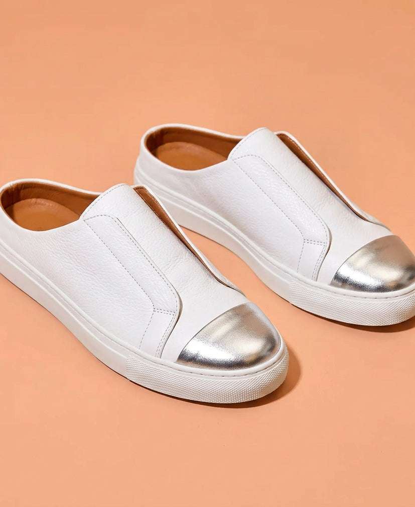 Premium white casual mule shoes