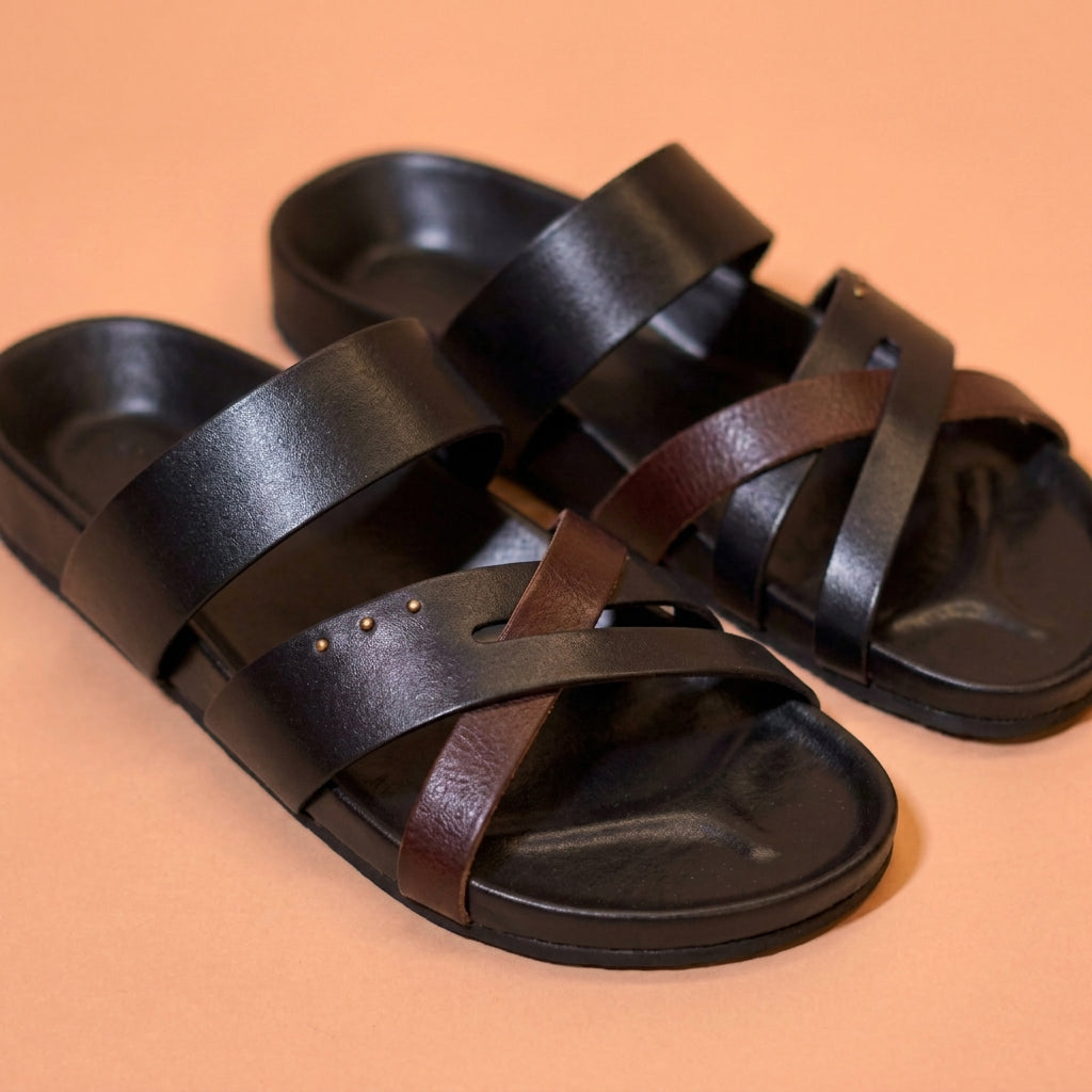 Interwoven leather strap sandals