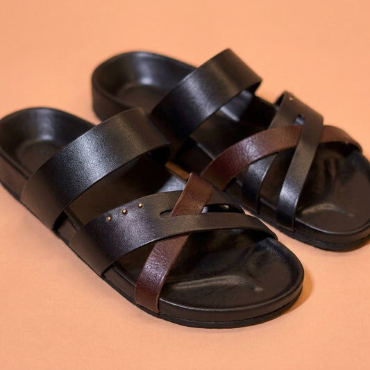 Interwoven leather strap sandals