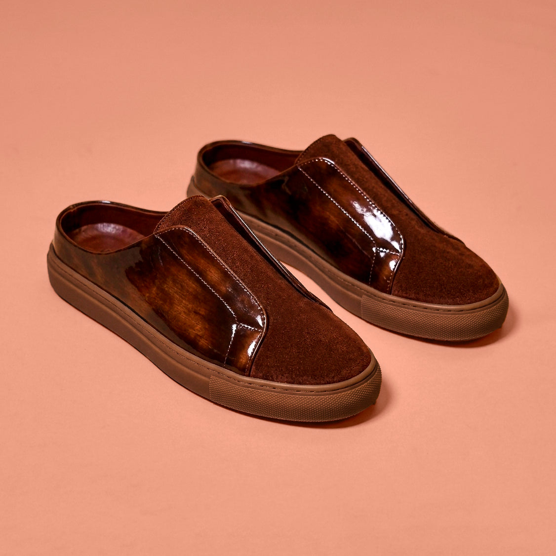 Bruno Noco – Dark Brown Brush-Off & Suede Sneaker Mule for Men