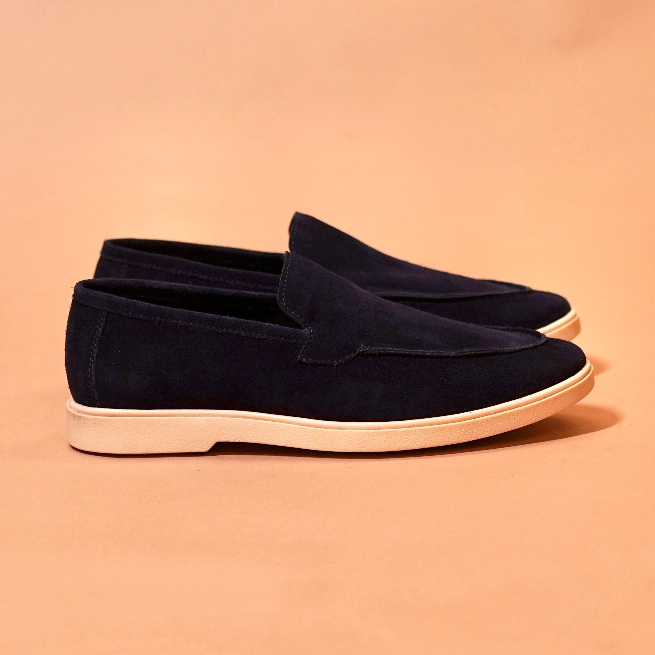 Blu Scuro – Navy Blue Suede Loafers for Men