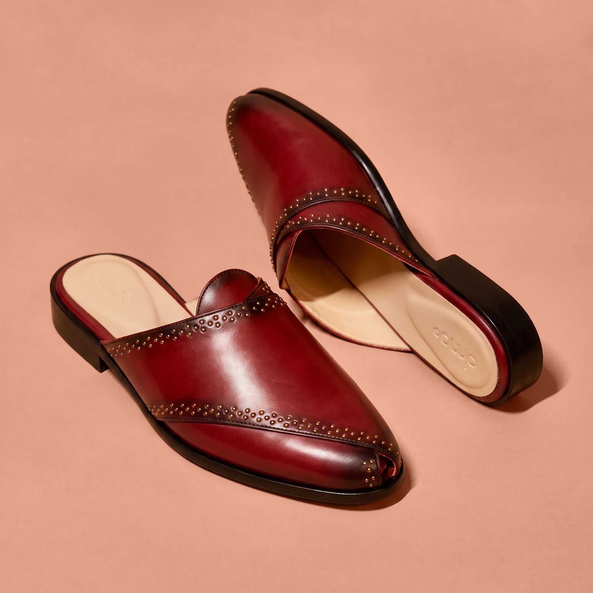 Hoffler Rossa Riveto cherry red Peshawari mule for men