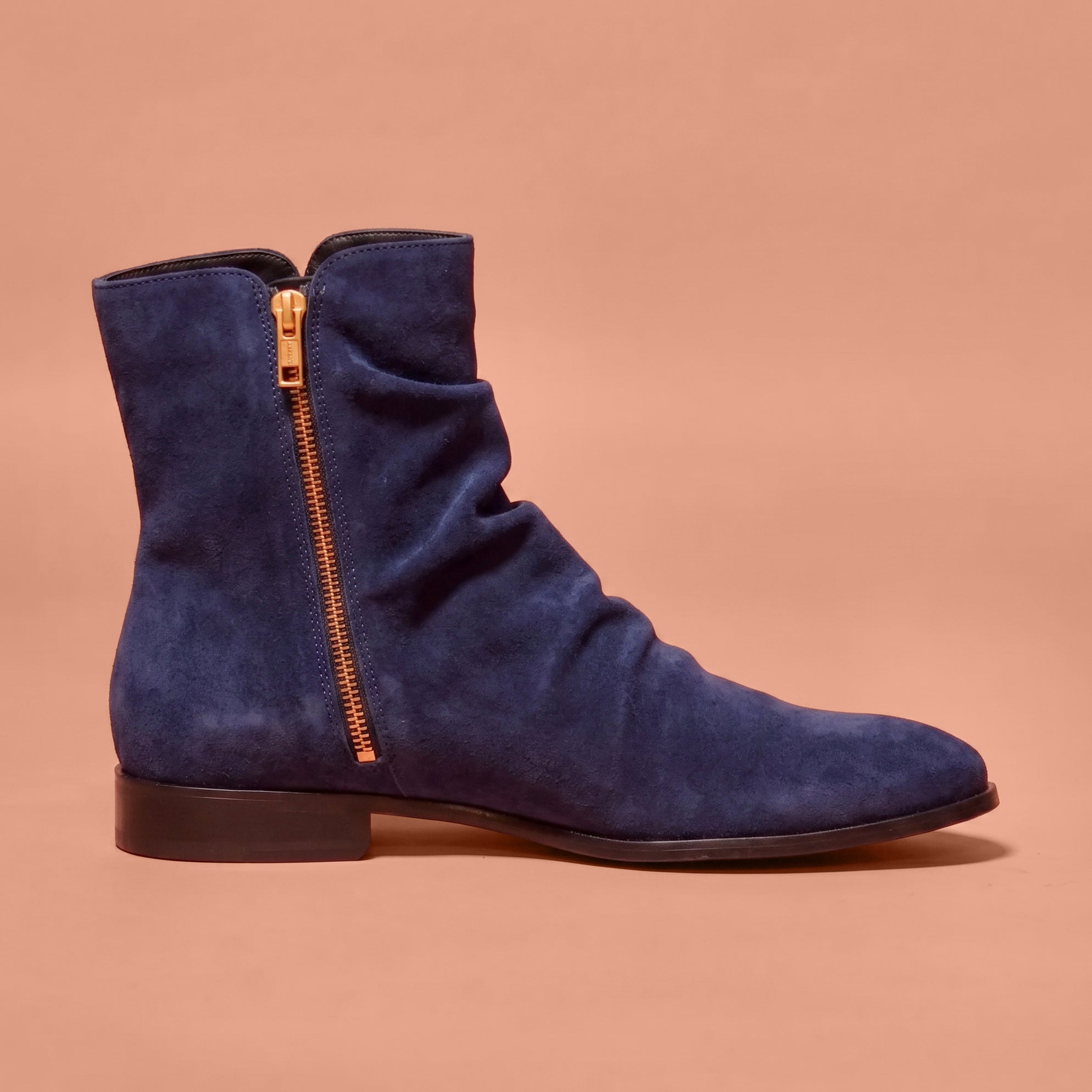 Sprazzo Blu – Navy Blue Suede Ankle Boots for Men
