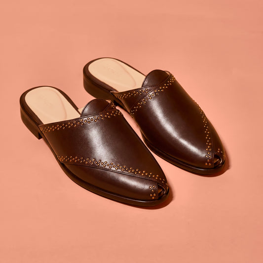 Hoffler Bruno Scuro dark brown leather mule for men styled with formal and Indo-western outfits