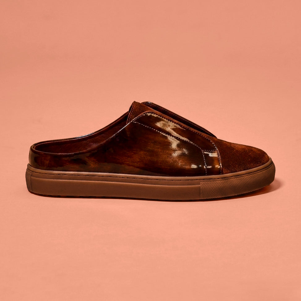 Bruno Noco – Dark Brown Brush-Off & Suede Sneaker Mule for Men