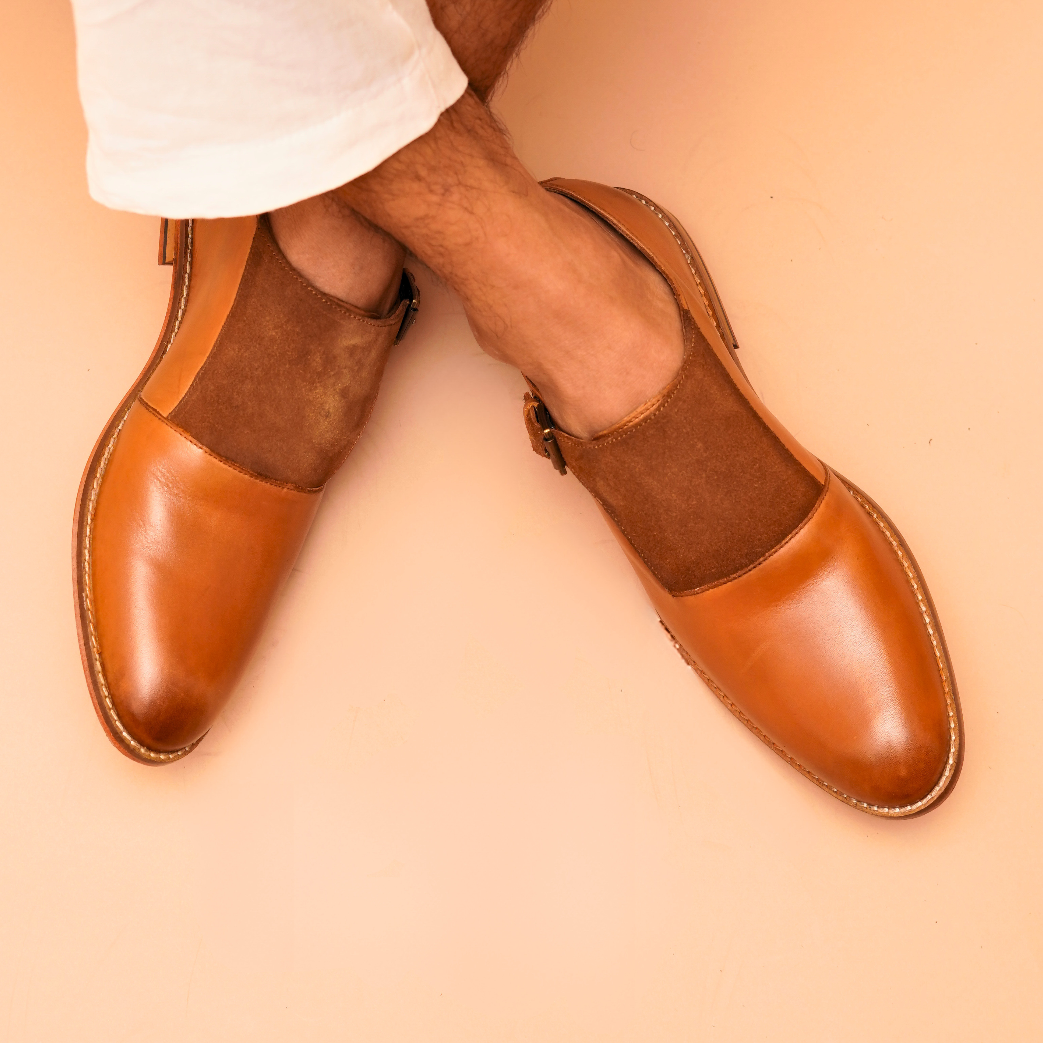 Monaco Two-toned brown leather monkstraps - Main Image