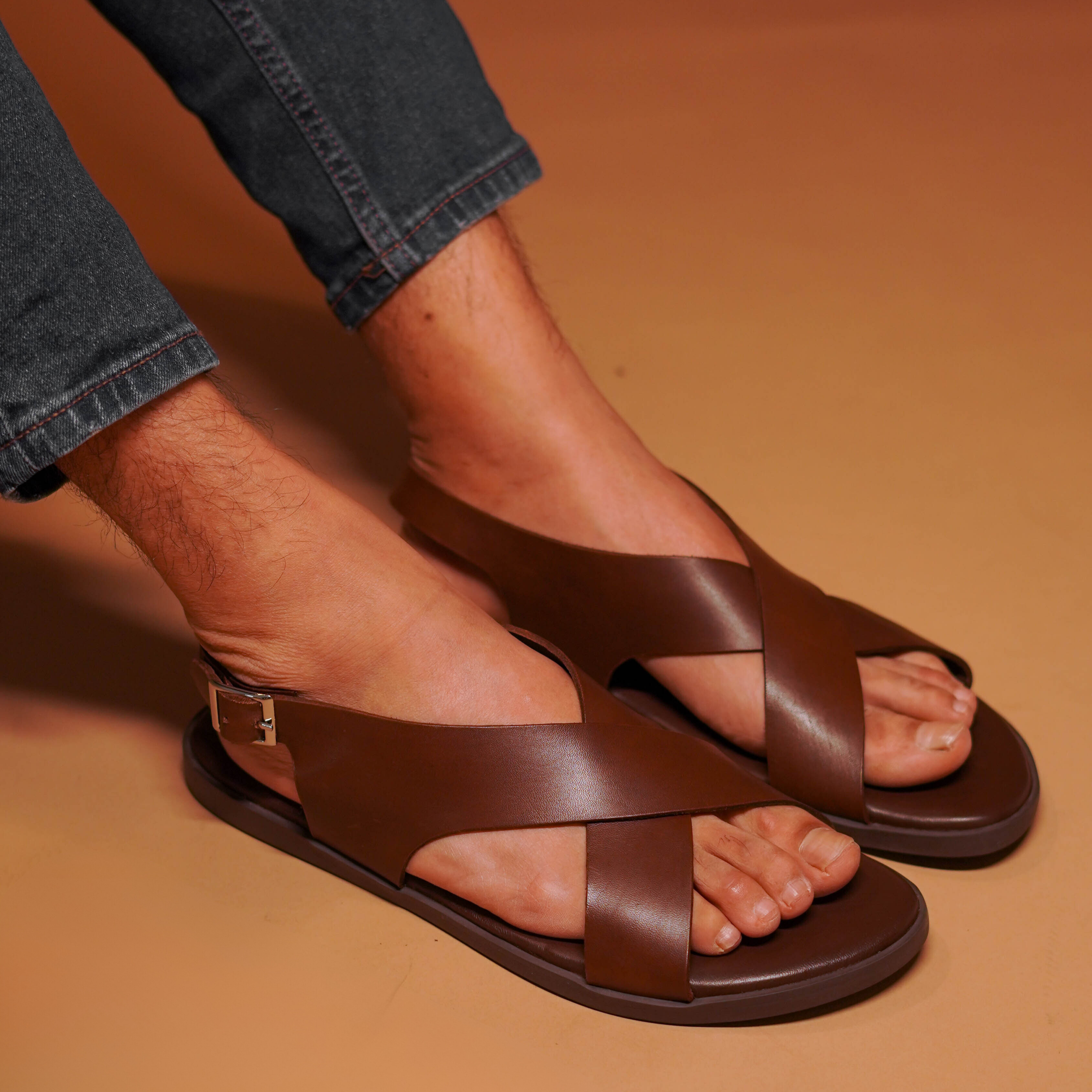 Pelle Tannino | Tan cross strap traditional leather sandal