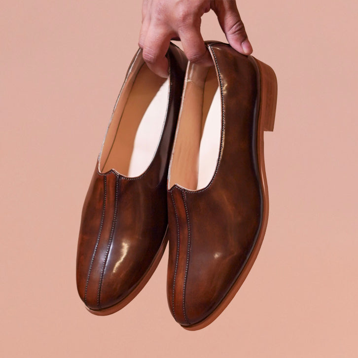 Ethnico Chocro | Dark Brown dual-tone leather Mojris