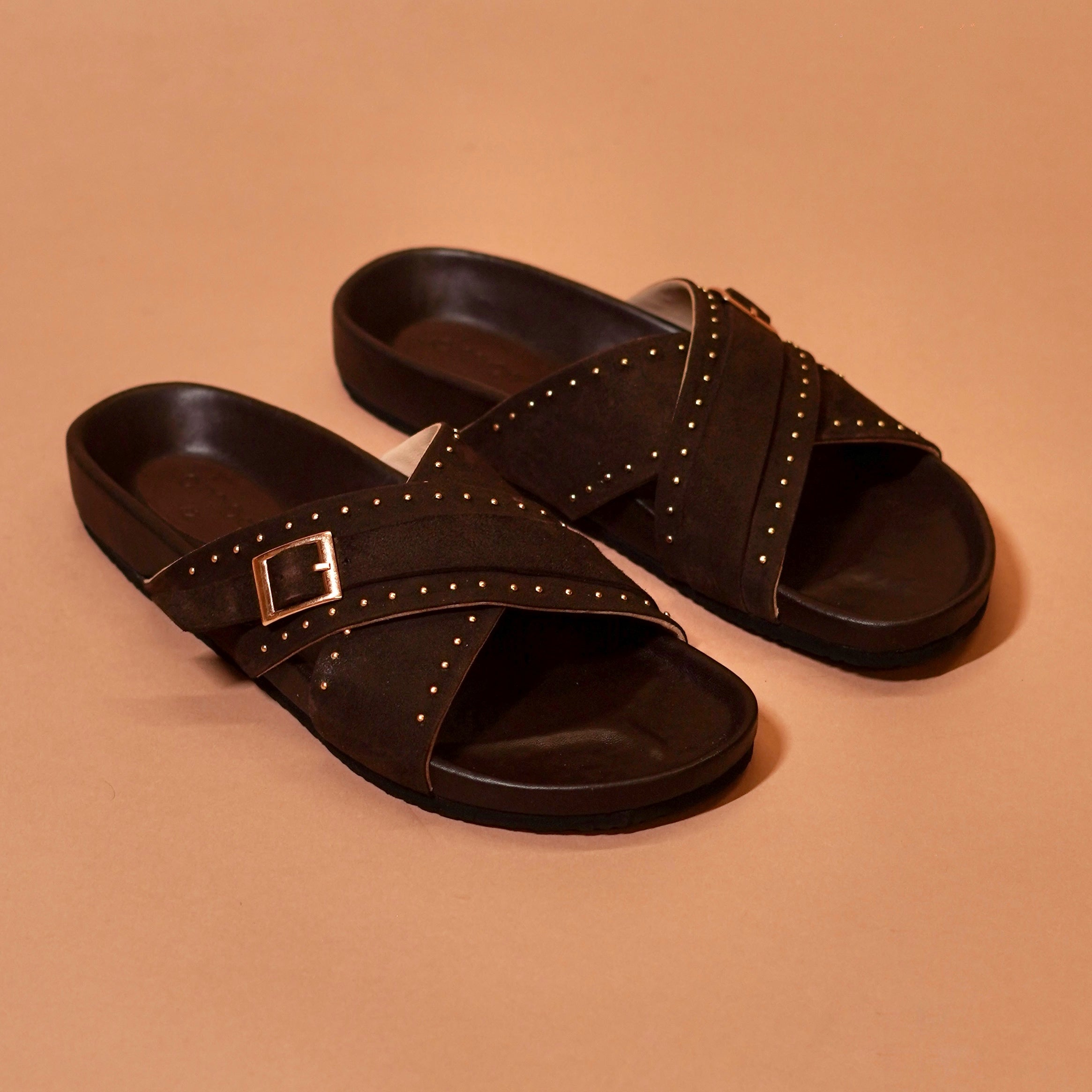 Corko Ferro Moro – Dark Brown Suede Cross Cork Sandals for Men