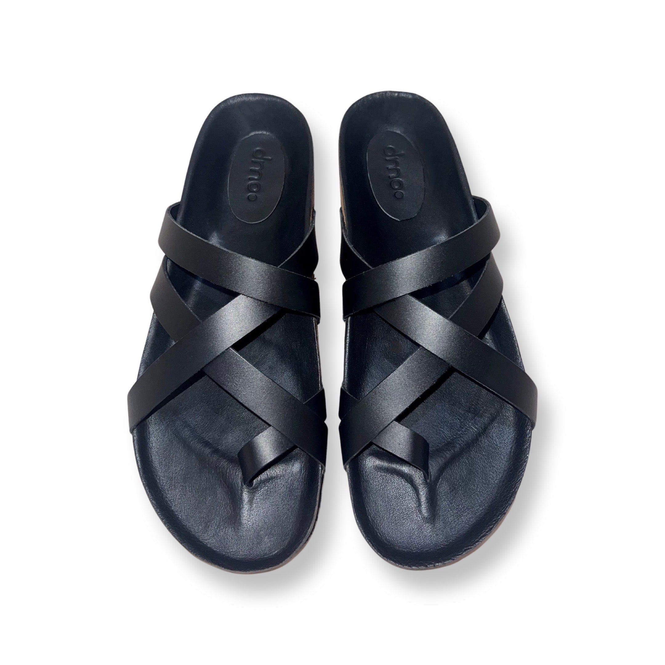 Sophisticated Pelle Corko Americano black leather cork sandals by dmodot.