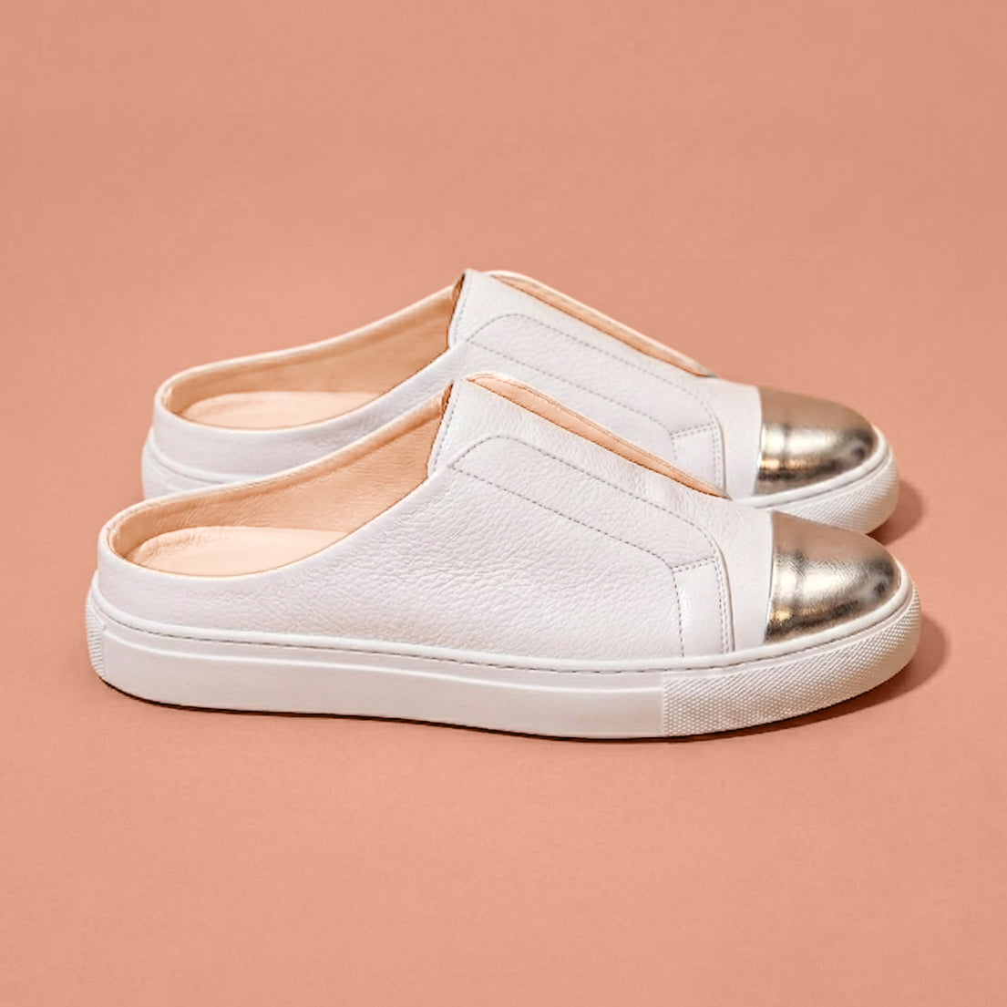 Bianco Forto – White Leather Sneaker Mule for Men