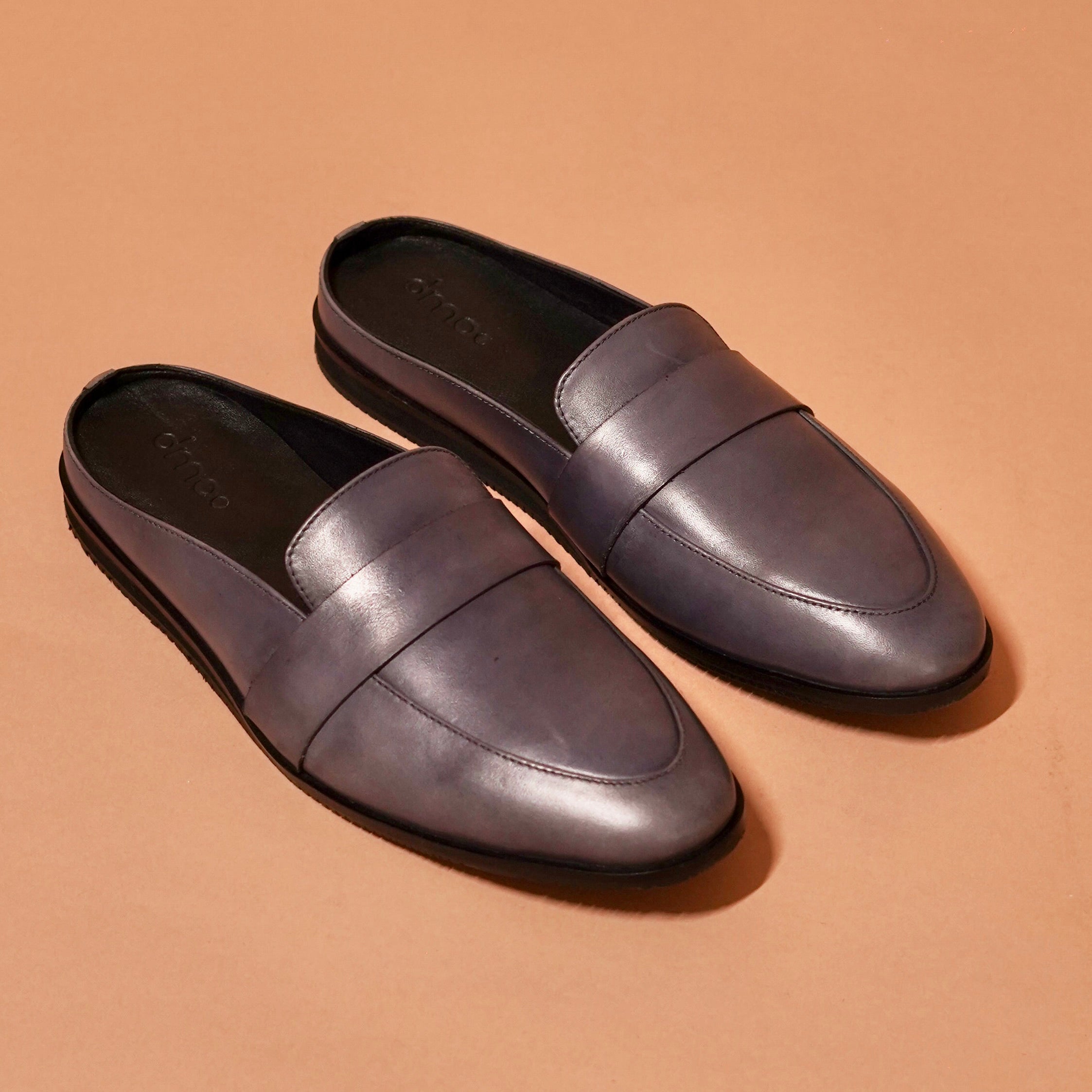 Hoffler Grego | Dark ash grey Leather Mules