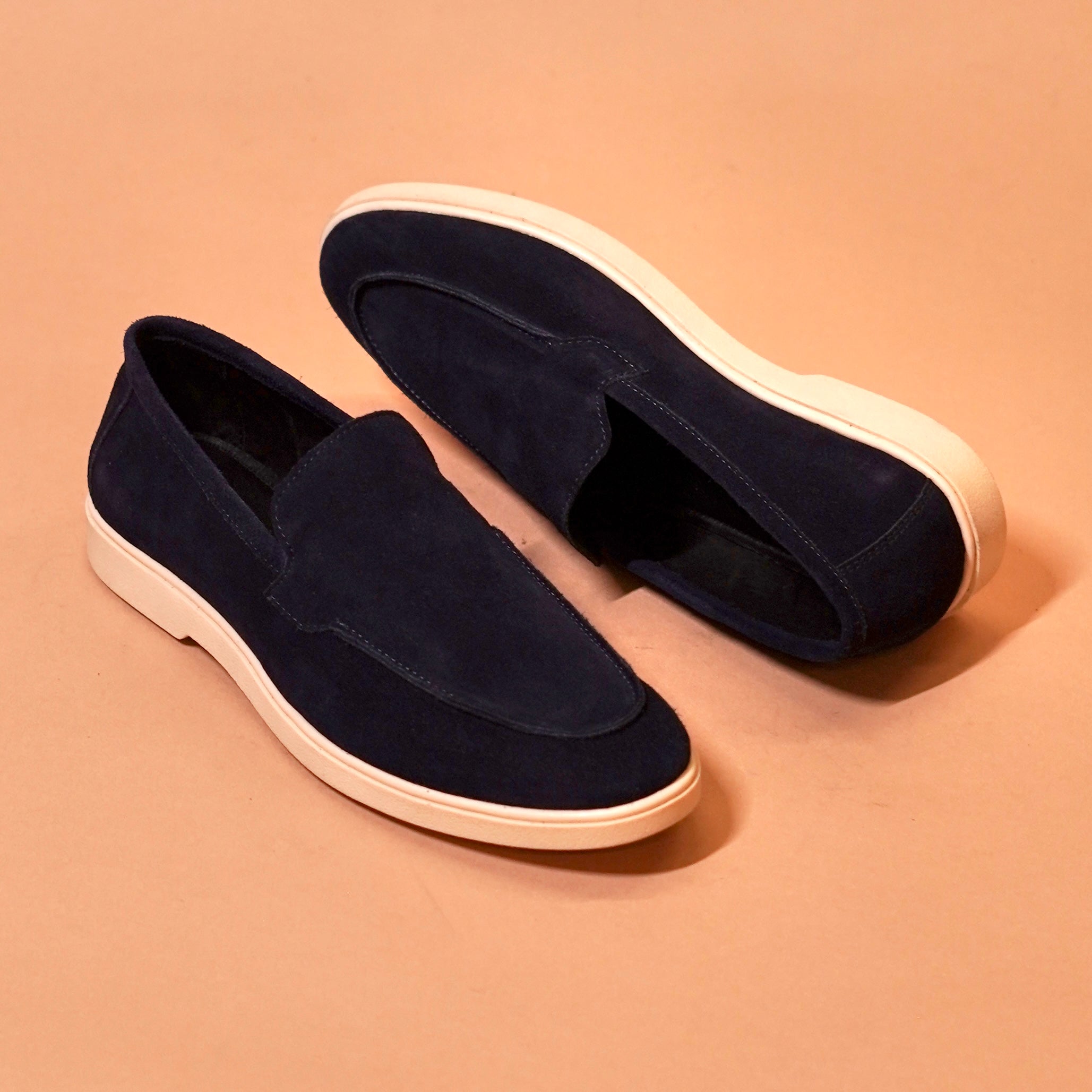 Blu Scuro – Navy Blue Suede Loafers for Men