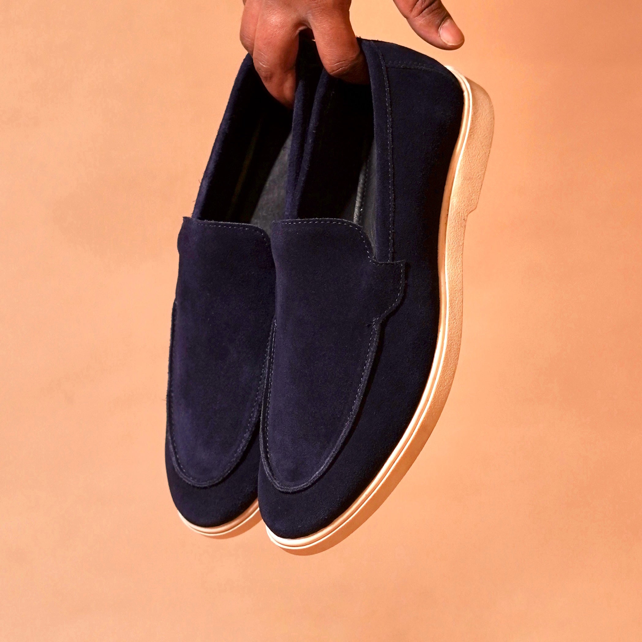 Blu Scuro – Navy Blue Suede Loafers for Men