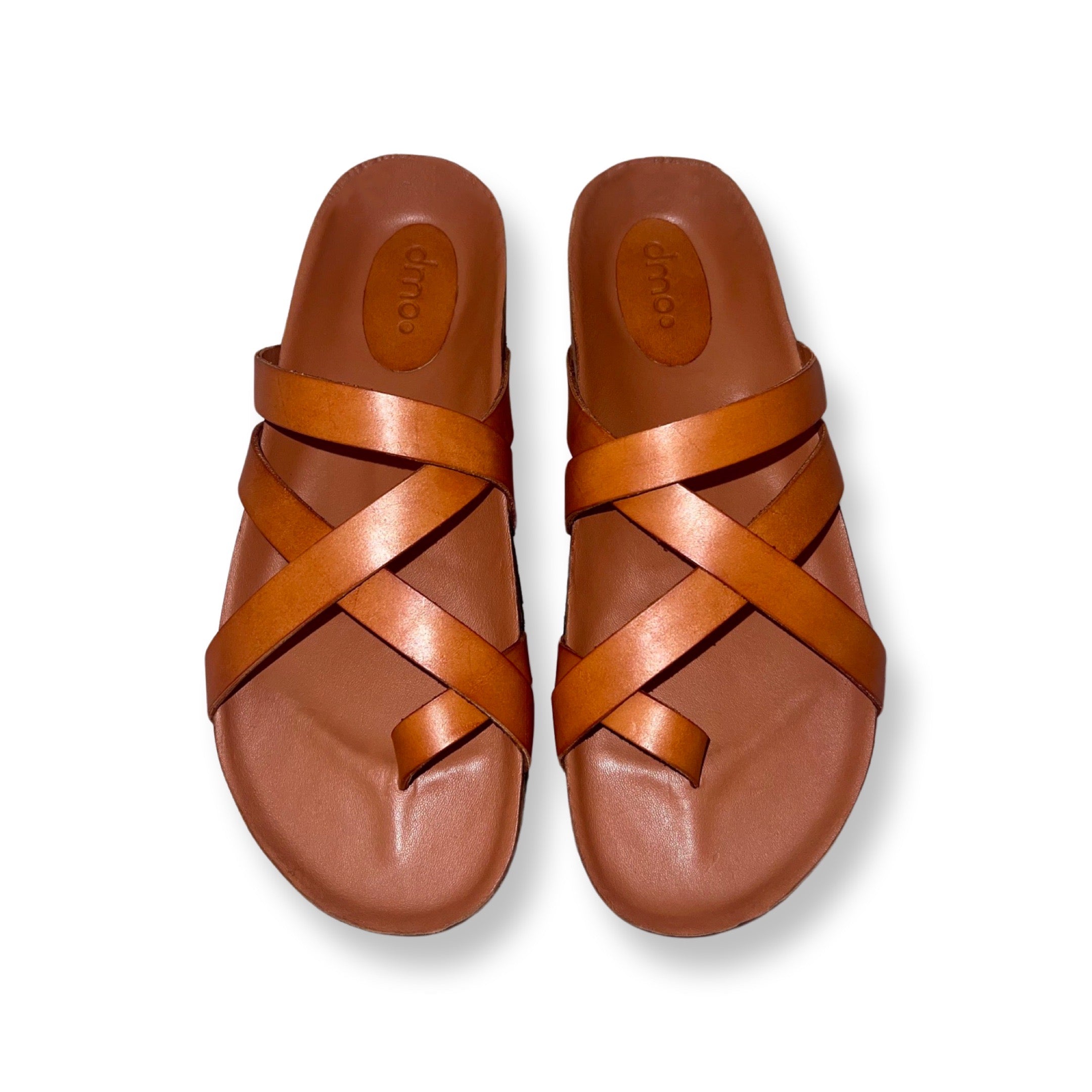 Elegant Pelle Corko Cappuccino light tan leather cork sandals by dmodot.