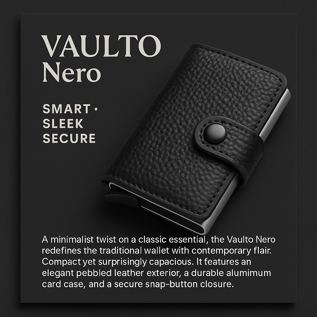 Vaulto Americano – Black Leather Safe Case Wallet
