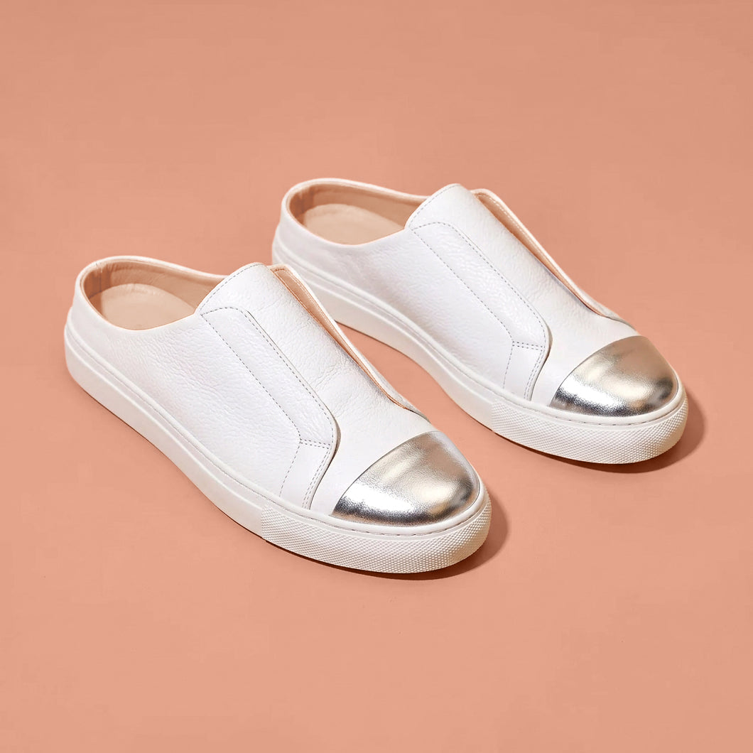 Bianco Forto – White Leather Sneaker Mule for Men