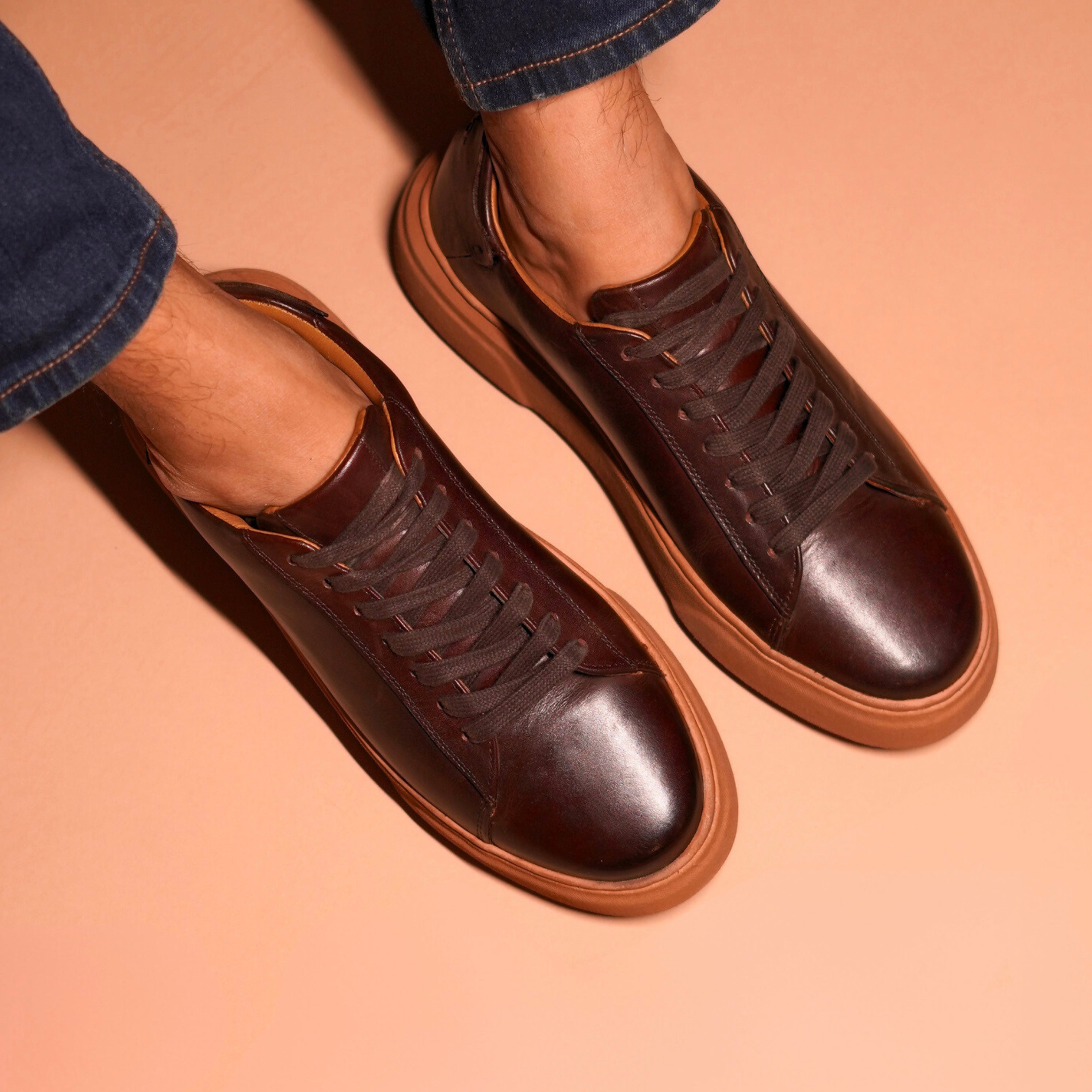 Scuro Marrone | Dark brown leather sneakers