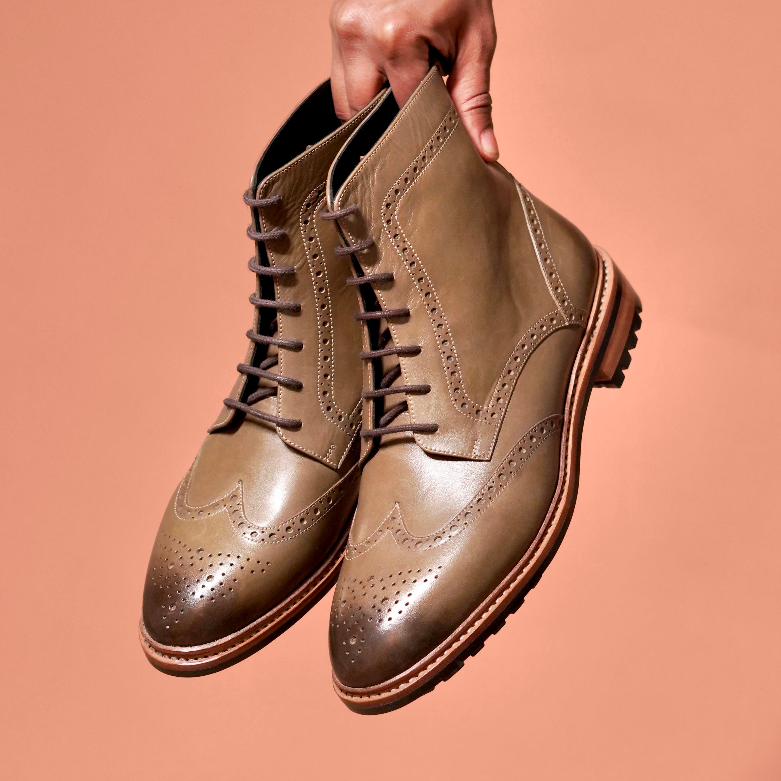 Sprazzo Welto Verdo | Olive green leather goodyear welted boots