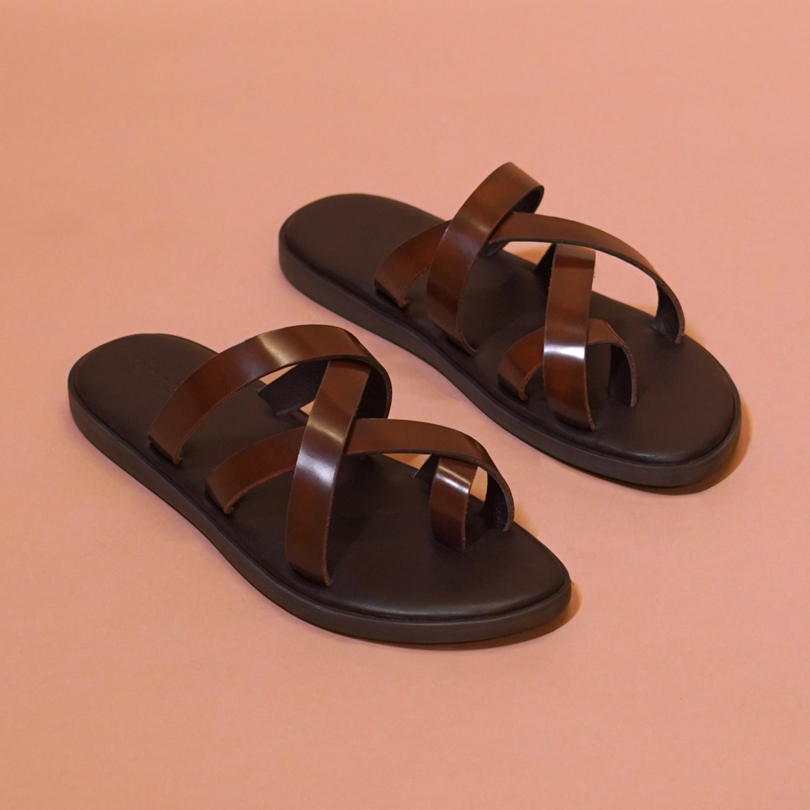 Pelle Marrone Bruno | Classic Brown Full-Grain Leather Chappal for Men